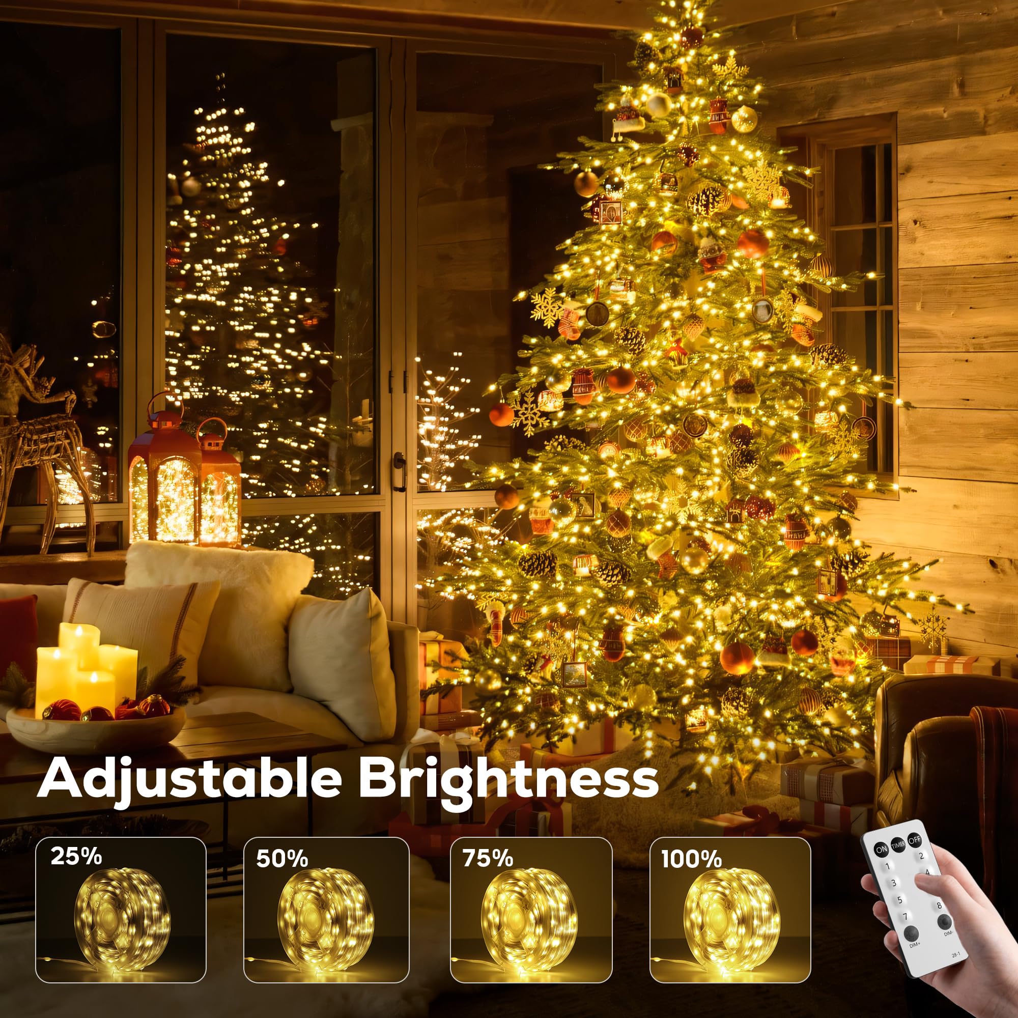 Soiarllt Christmas Lights, 206Ft 600Led Outdoor String Lights, Plug In, Waterproof, 8 Modes, Timing And Memory, For Party, Festi
