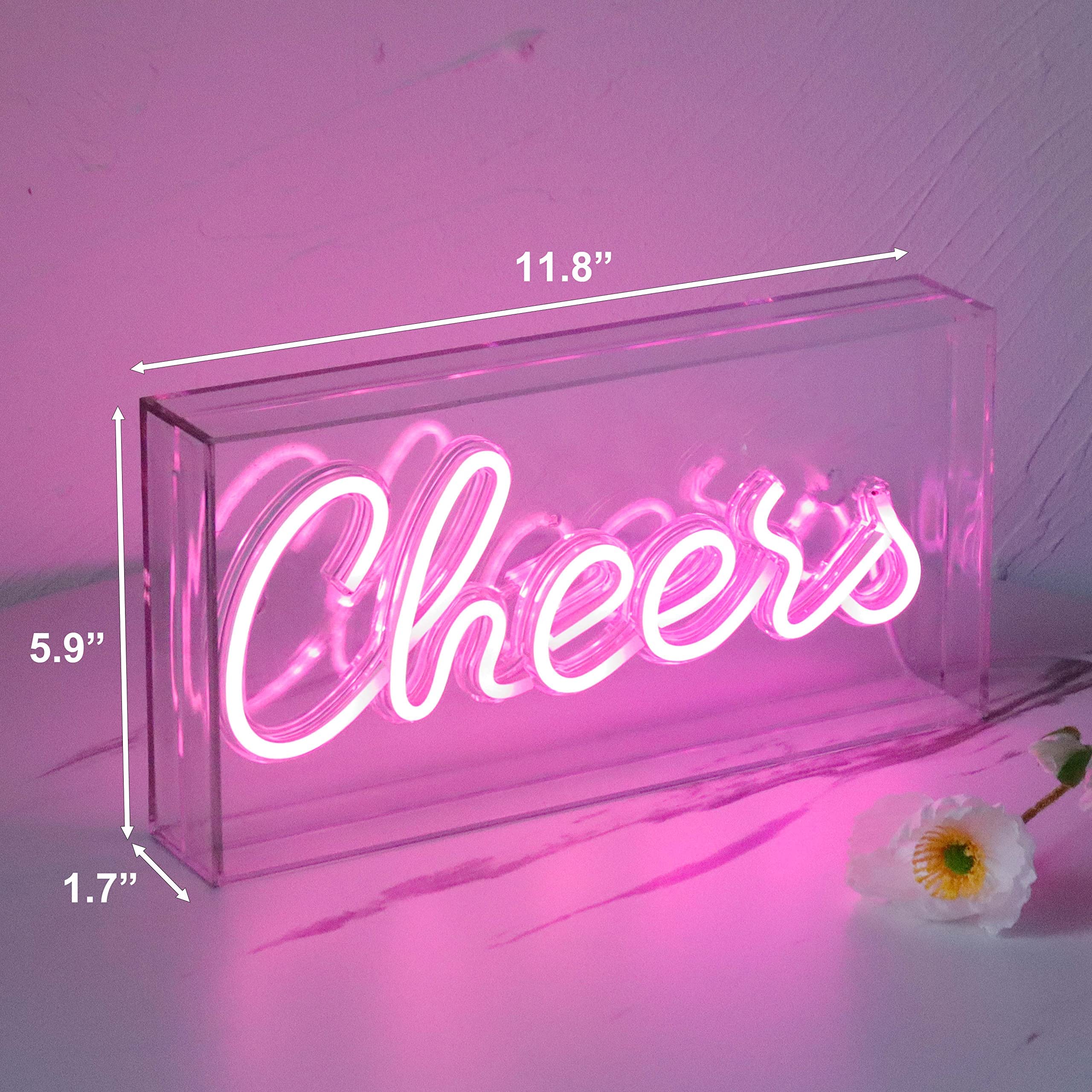 Heliwey Pink Cheers Neon Sign Light - Usb Led Wall Décor For Parties & Events