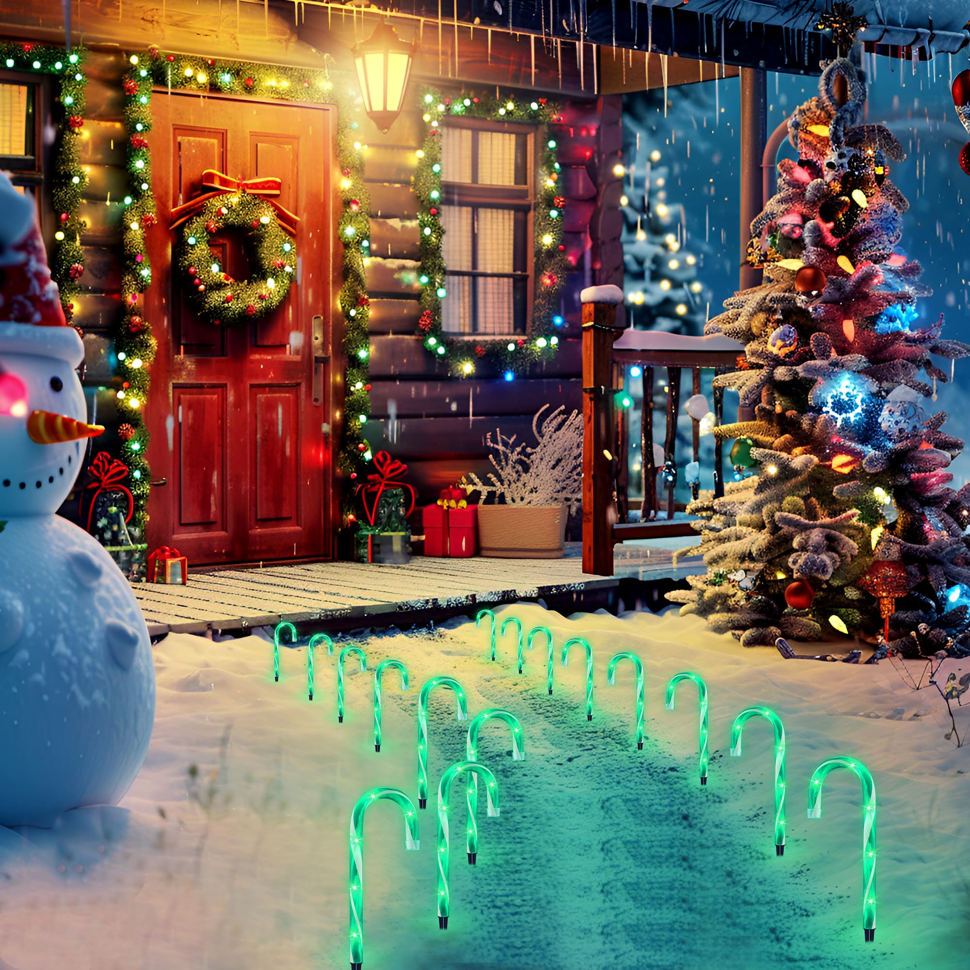 Ultimate Unicorn 10'' Christmas Candy Cane Lights (10Pcs) For Landscape Decoration, Outdoor Pathway Makers Lights, Candy Cane Wa