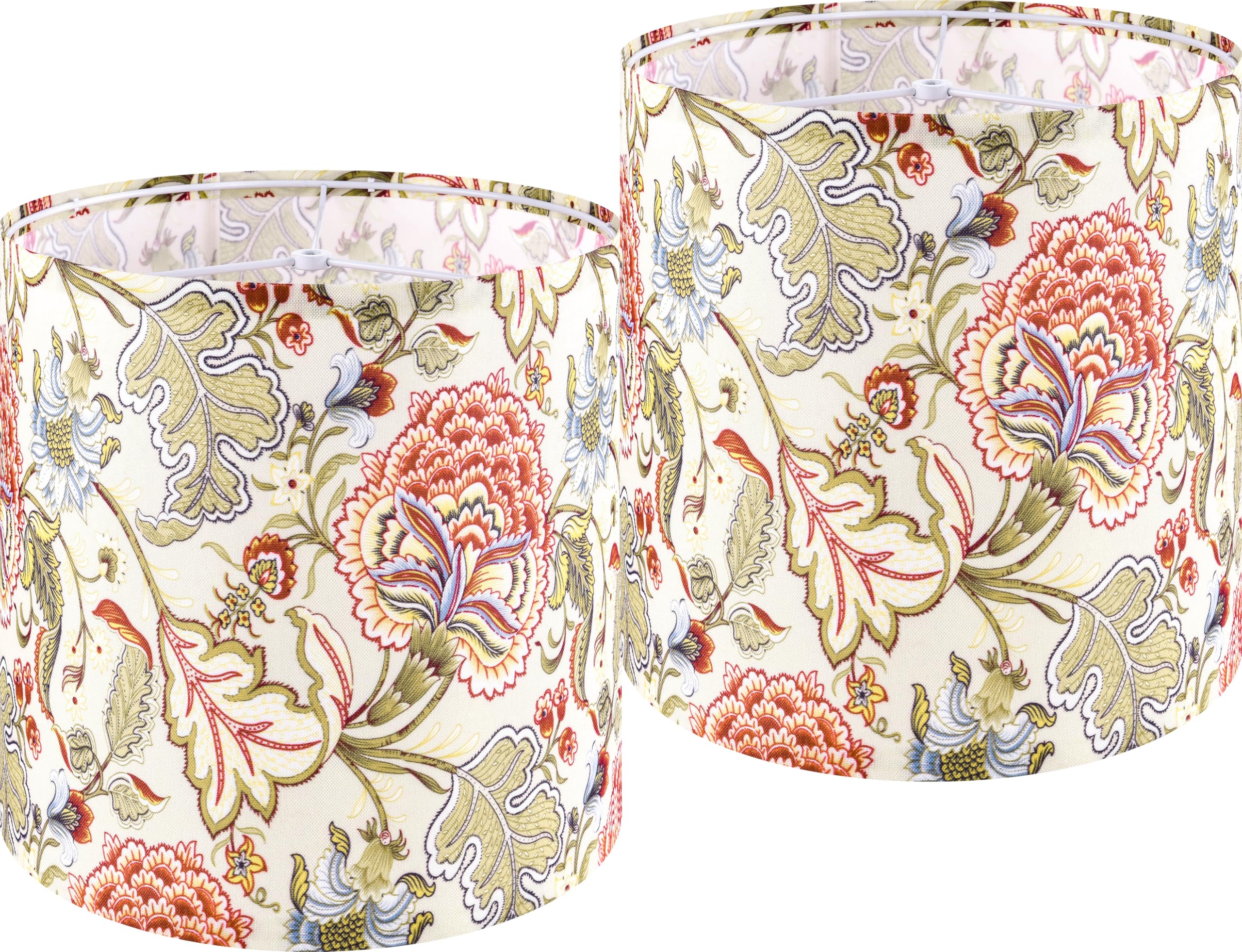 Go&So Set Of 2 Small Tall Lamp Shades  10 Top X 10 Bottom X 10 High Drum Lamp Shade Printing Flowers Plants -Lampshades For Floor Lamps Table Lamp  Modern Lamp Shade Replacement  Assembly Required