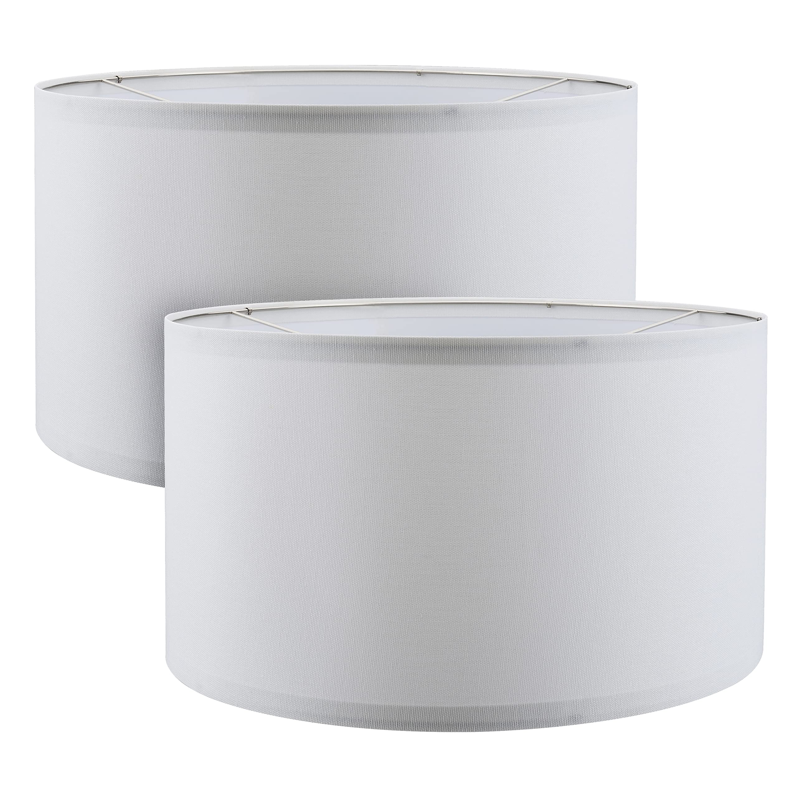 Aspen Creative 38872-2, Drum Collapsible Uno Lamp Shade, White, 16 Top x 16 Bottom x 9 Height, Set of 2