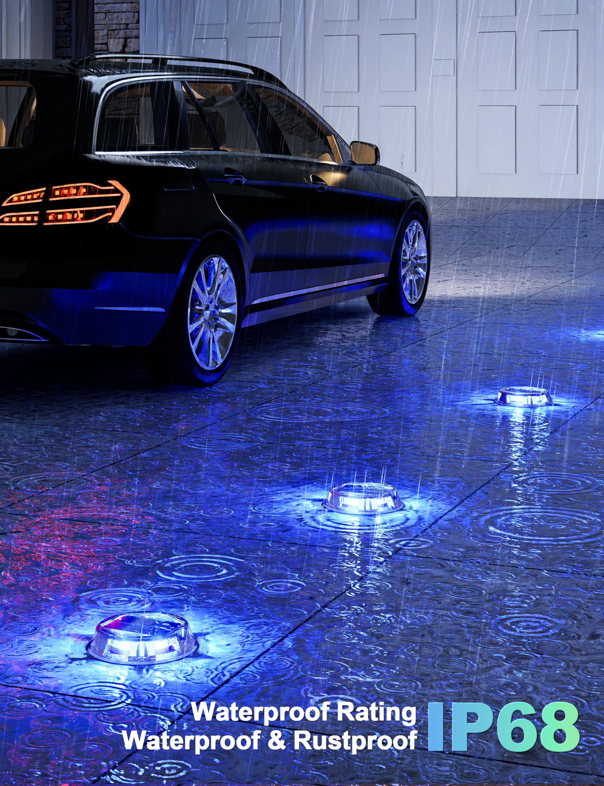 Volisun Solar Driveway Dock Deck Lights 4 Pack,9 Colors In 1 Led Ip67 Waterproof Outdoor Warning Step Lights For Driveway Sidewa