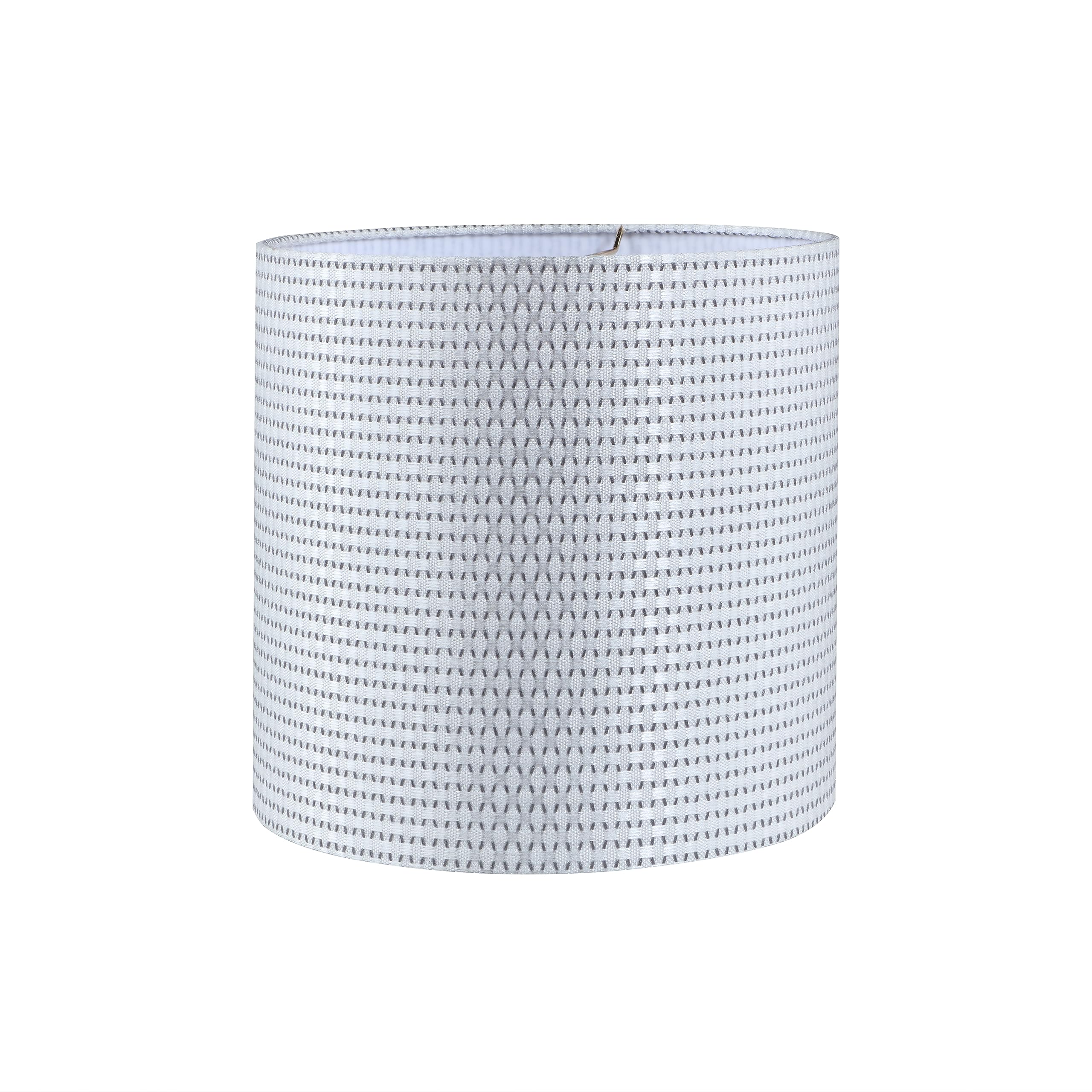 Aspen Creative 31616 Transitional Drum Shape Spider Construction Lamp Shade in White & Gray, (12&quot; x 12&quot; x 12&quot;)