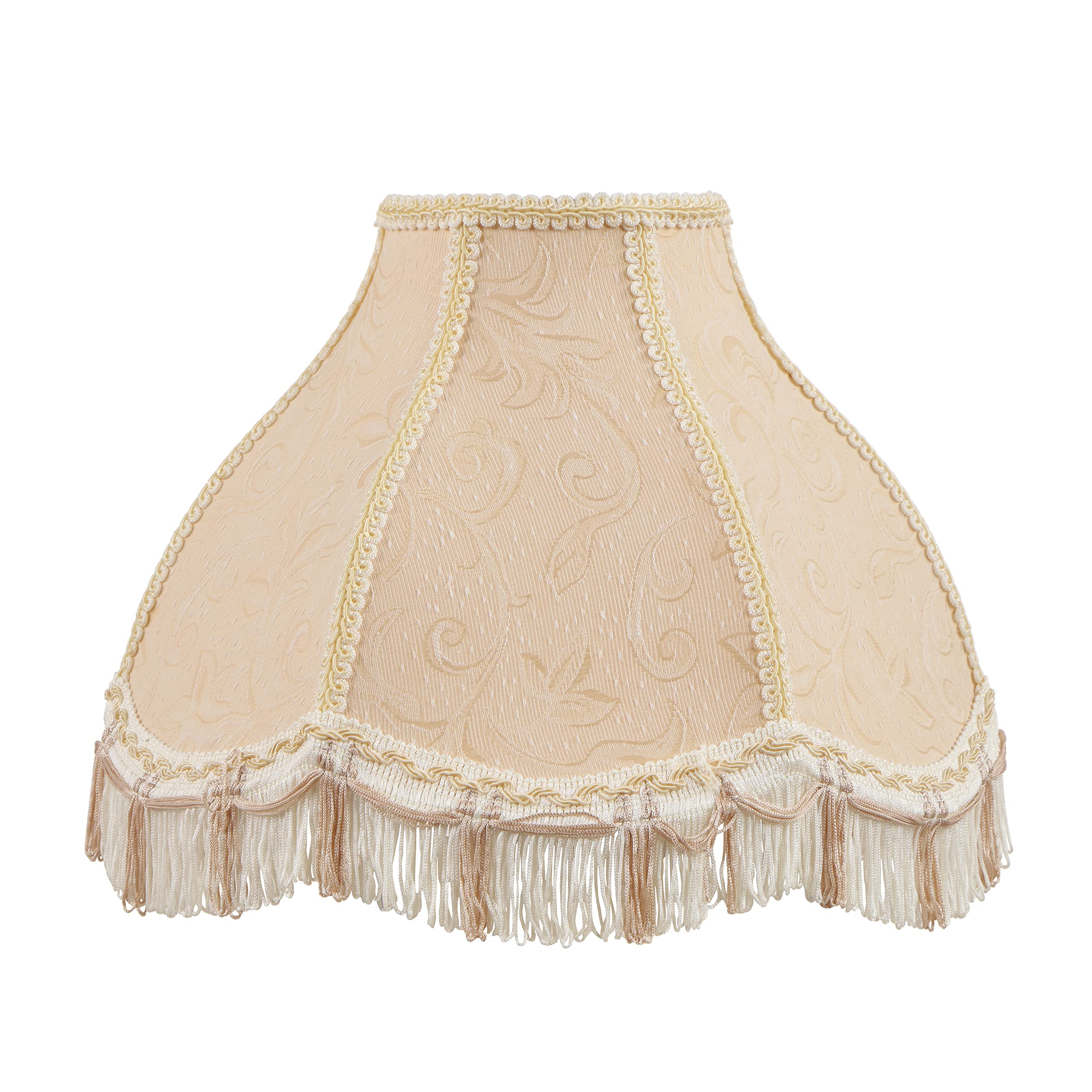 Aspen Creative 30332, Handsewn Scallop Dome Traditional Spider Fringe Lamp Shade/Wheat Jacquard Textured Fabric, 5&quot; Top x 13&quot; Bottom x 9-1/2&quot; Slant