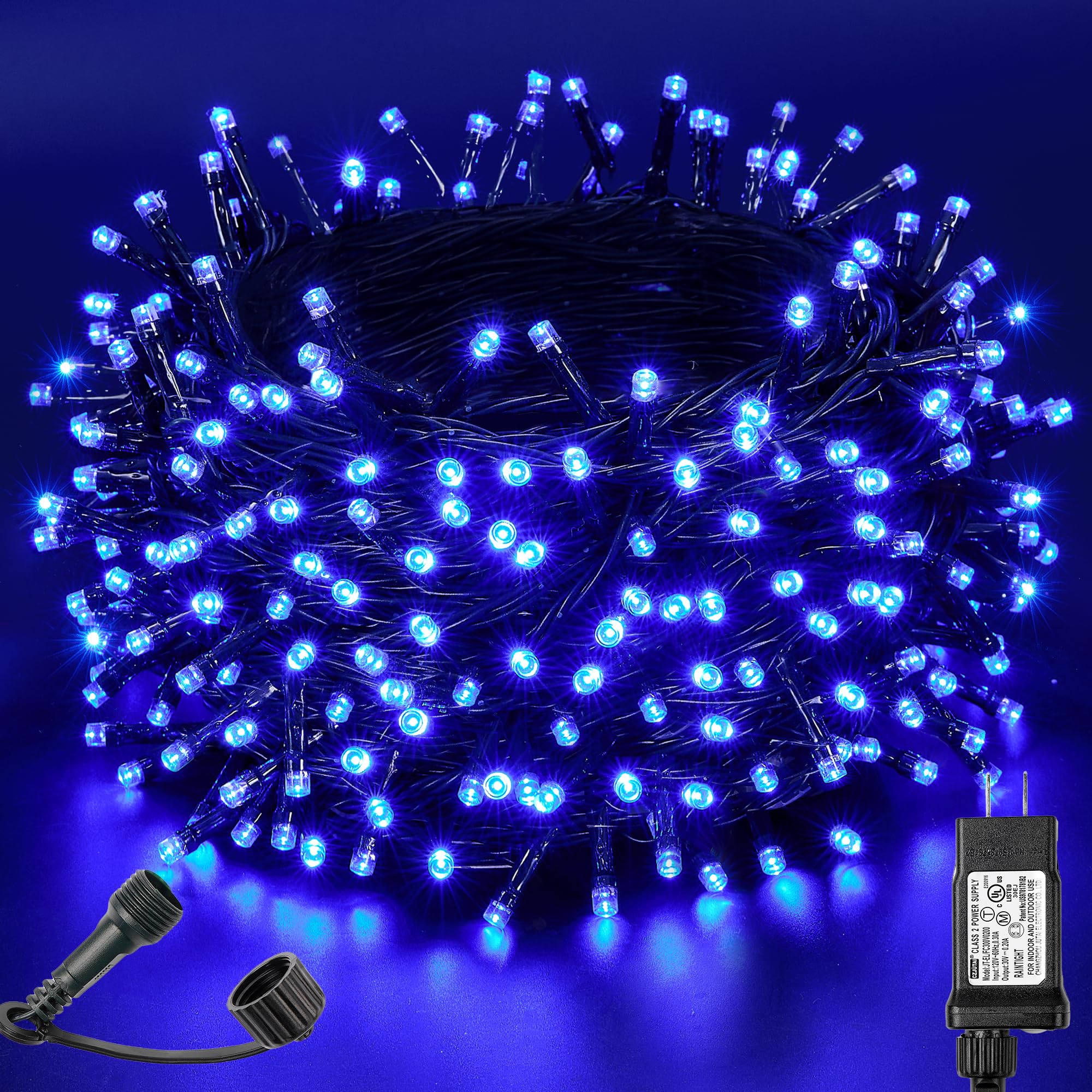 BlcTec Long Christmas Lights Indoor Outdoor  500 LED 174FT UL Certified Christmas Tree Lights with 8 Lighting Modes  Waterproof  Timer  Memory Function for Trees  Yard  Party  Xmas Decorations  Blue
