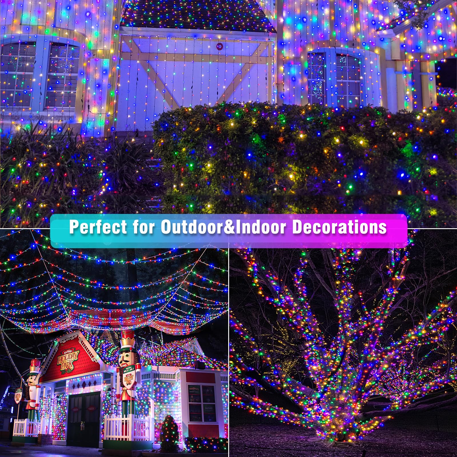 300 Led Christmas Lights Outdoor - 99Ft Extra Long Christmas String Lights Indoor Bedroom 8 Modes Plug In Waterproof Twinkle Fai
