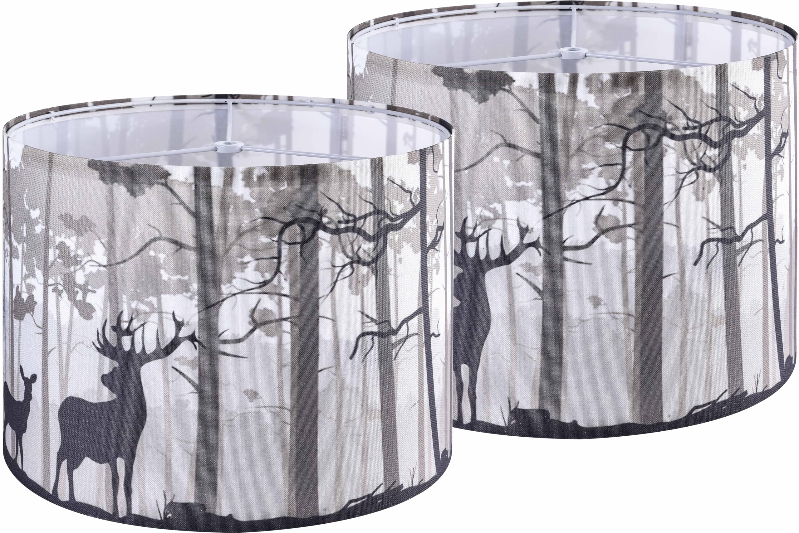 GO&SO Drum Lamp Shades Set of 2, Medium Multi-Grey Lamp Shade for Table Lamps and Floor Lamp,13 Top x 13 Bottom x 10 High(Spider