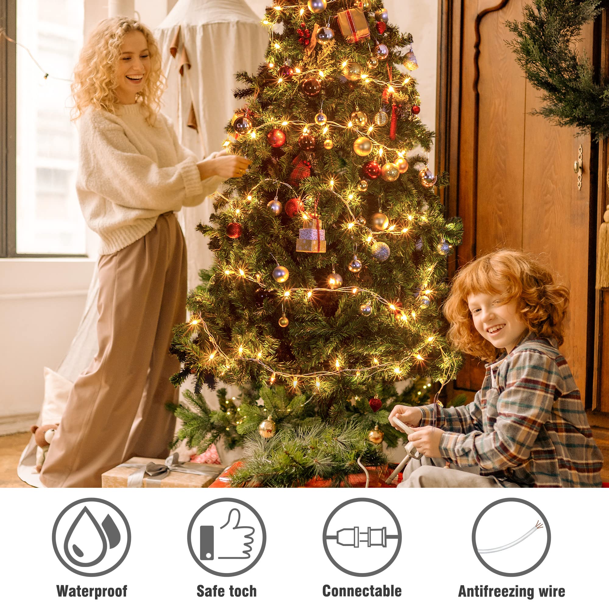 Hopolon Clear Mini String Lights Set, 50 Count, 13 Feet, Warm White, Incandescent Bulb, Indoor Decoration