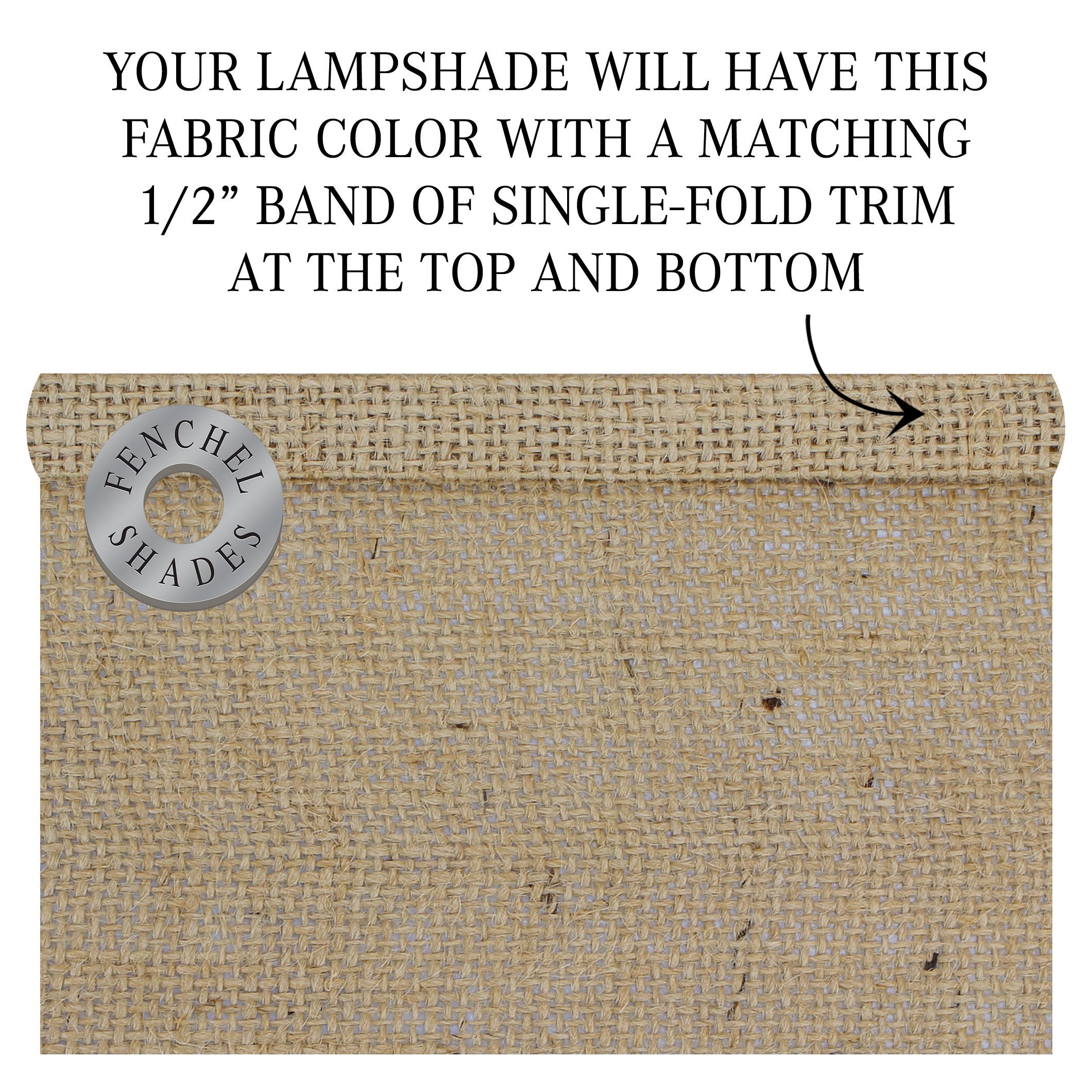 FenchelShades.com Drum Lampshade 12" Diameter x 17" Height Retro Rustic Burlap Natural Hardback USA Made