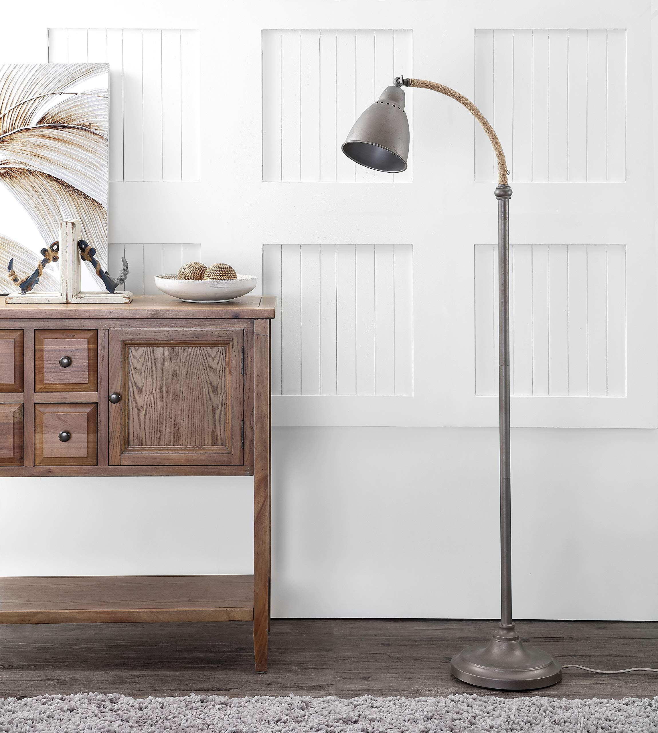 Safavieh Naldo 60in Floor Lamp, Dark Grey Metal, Model FLL4011A
