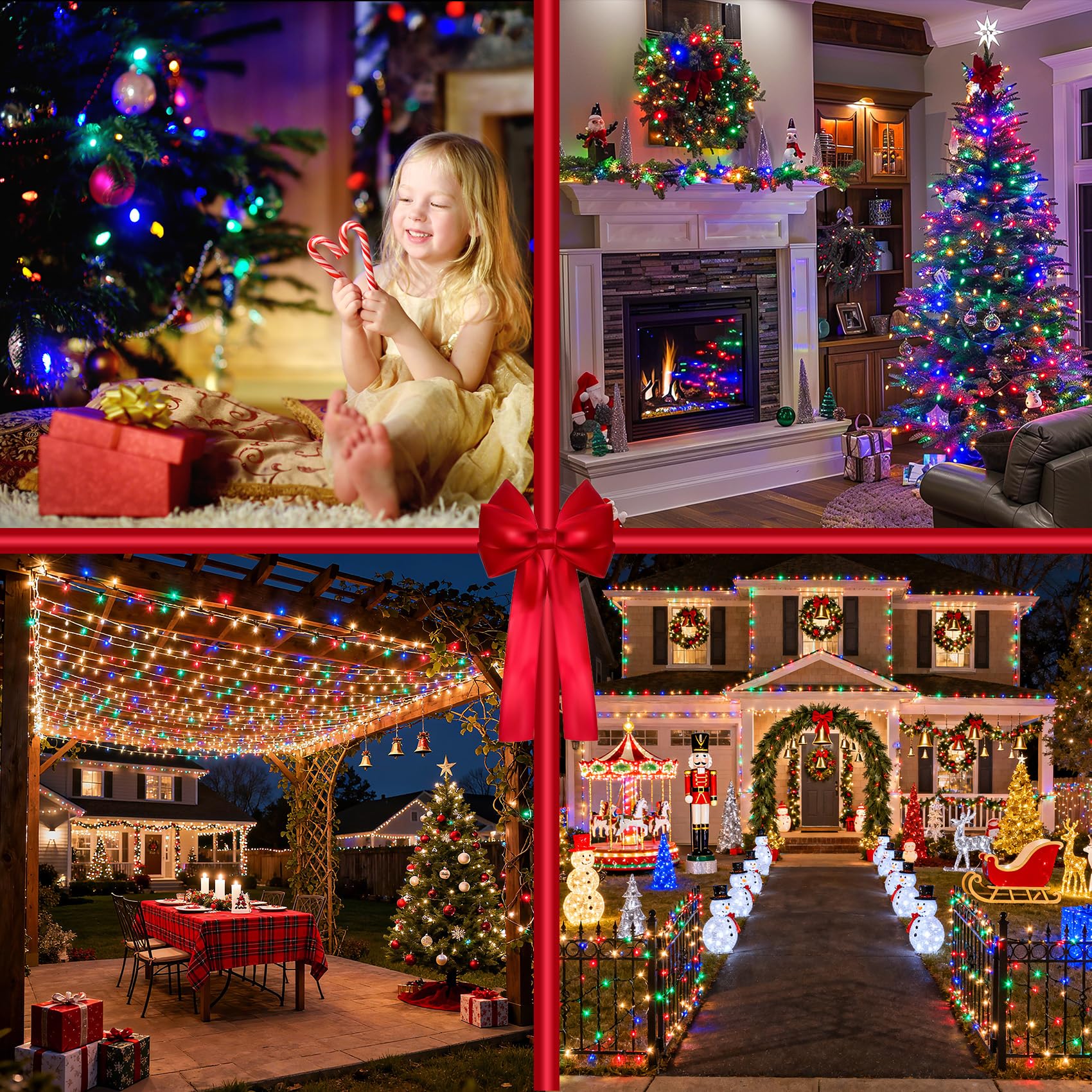HRANBOTY 1500 LED Christmas Lights - 470FT Multicolor Waterproof Fairy Lights with Timer & Dimmable - Model HS-1500L