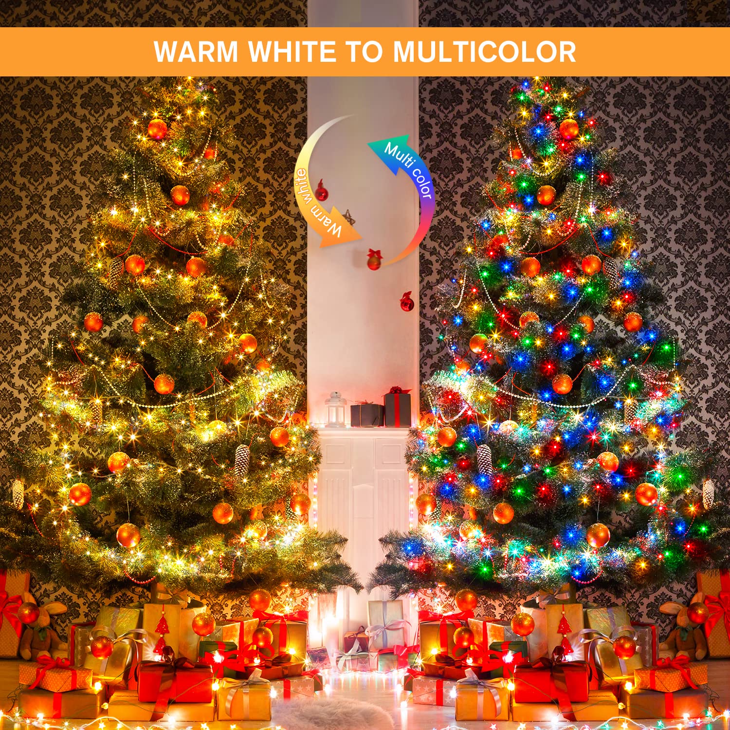 JMEXSUSS 500 LED Color Changing Christmas Lights, 163FT, Warm White & Multicolor, Outdoor/Indoor Decor, Model EXS-S-0500-R