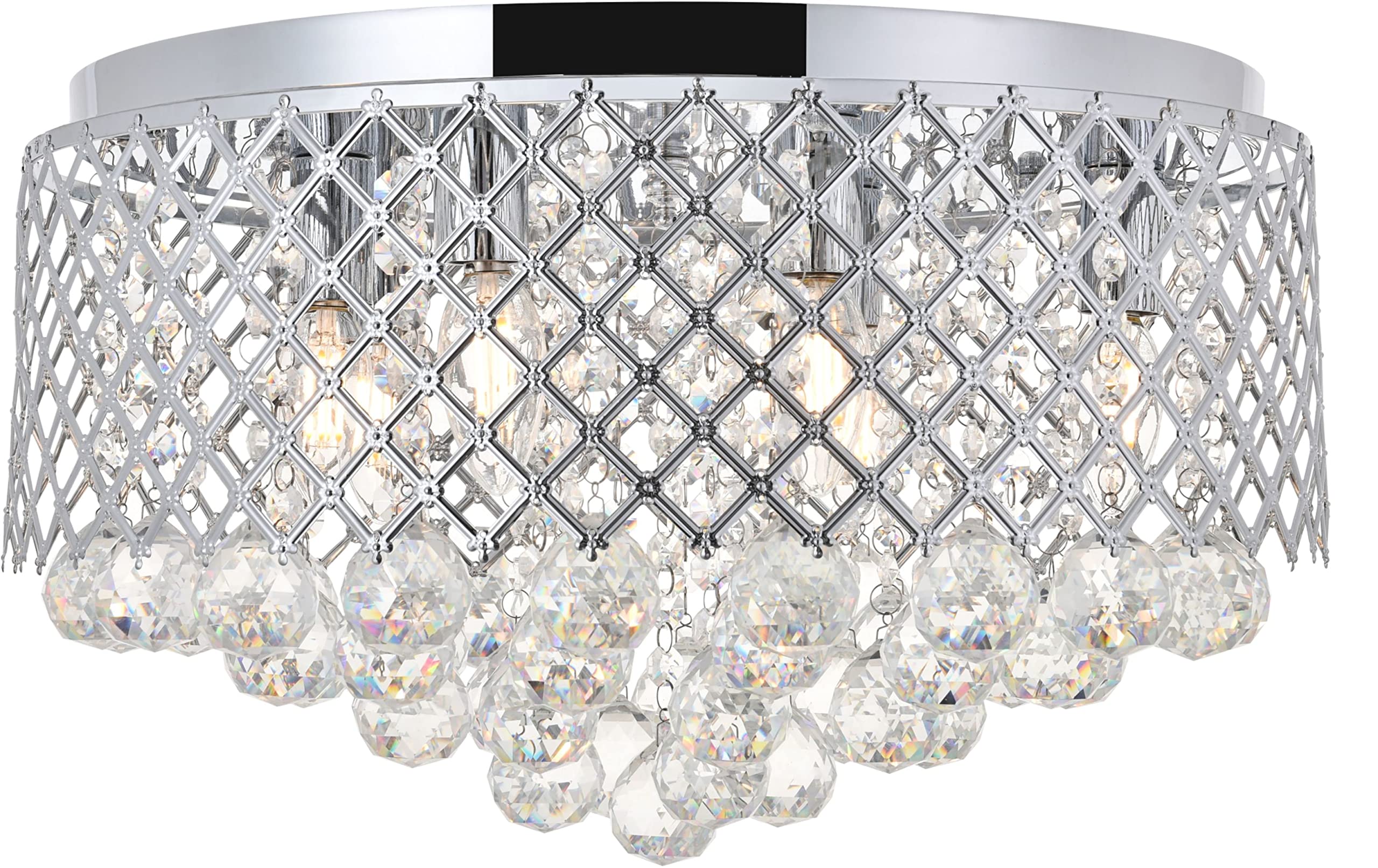 Living District Tully 6-Light Metal & Crystal Flush Mount in Chrome/Clear