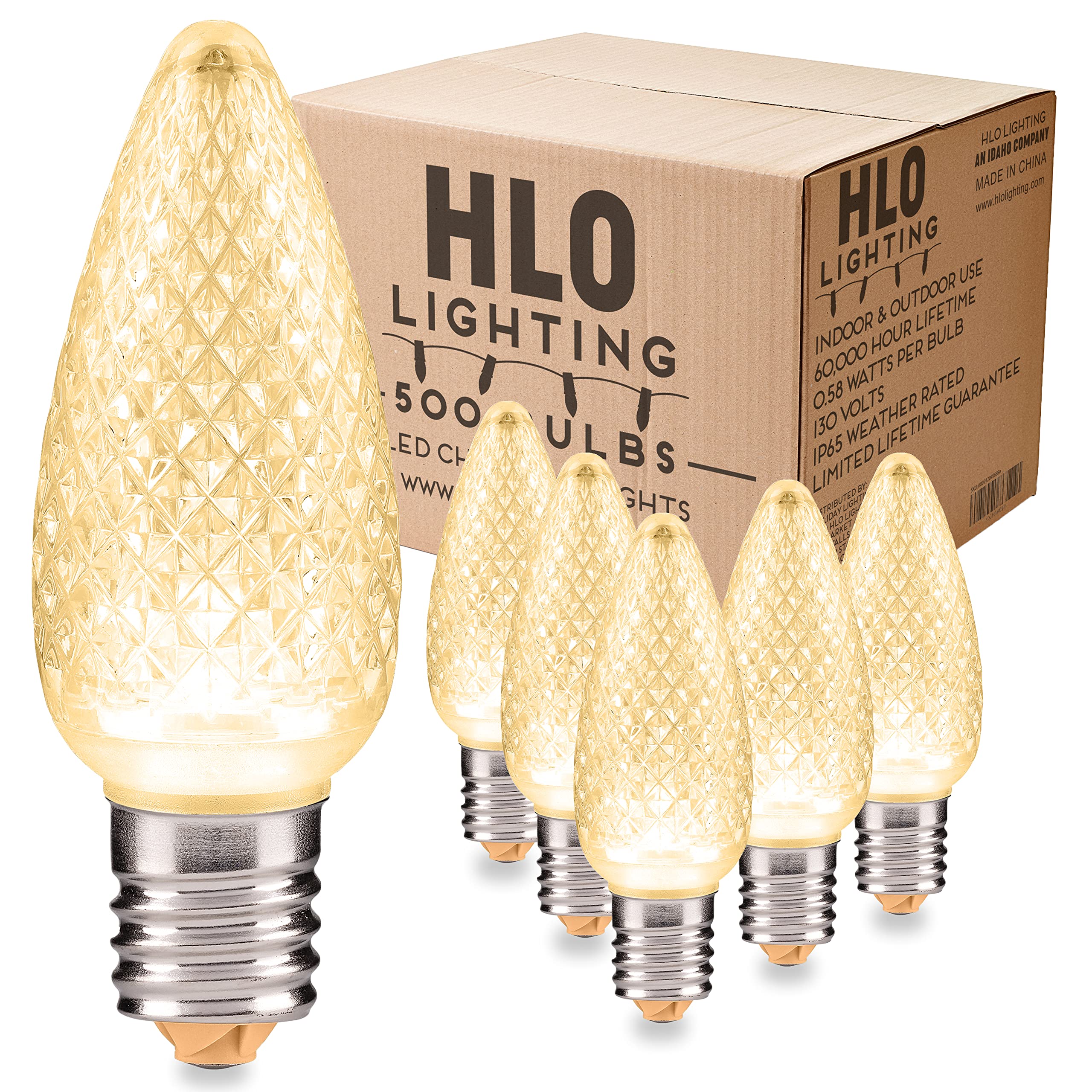 Hlo Lighting Set Of 500 Sun Warm White C9 Christmas Lights | Faceted Led Bulbs For Indoor & Outdoor Use | Durable Led Lights | R