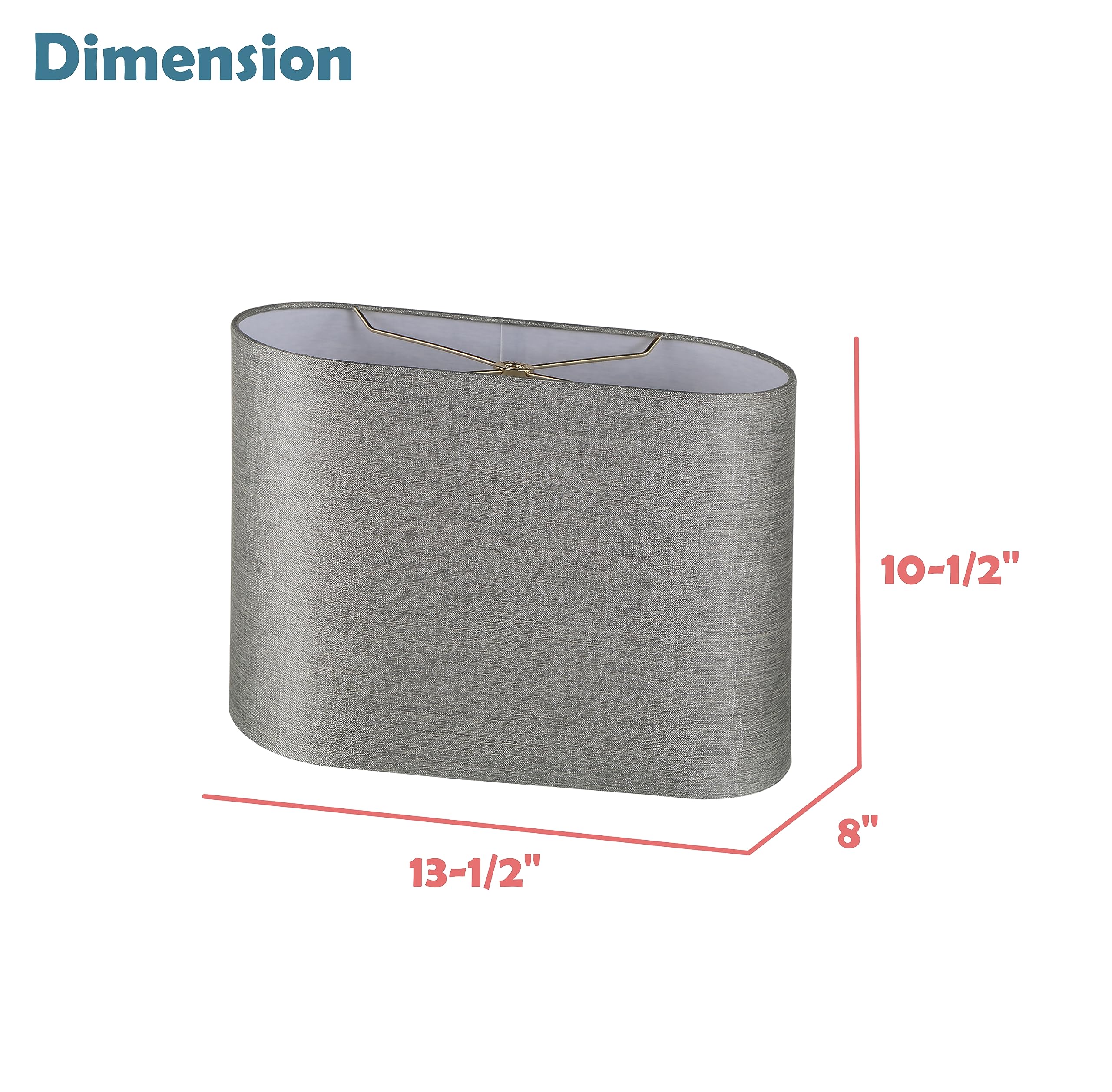 Aspen Creative 37002, Hardback Oval Barrel Contemporary Spider Shade, Grey Sliver Burlap Texture Fabric, 8+13-1/2&quot; Top X 8+13-1/2&quot; Bottom X 10-1/2&quot; Height