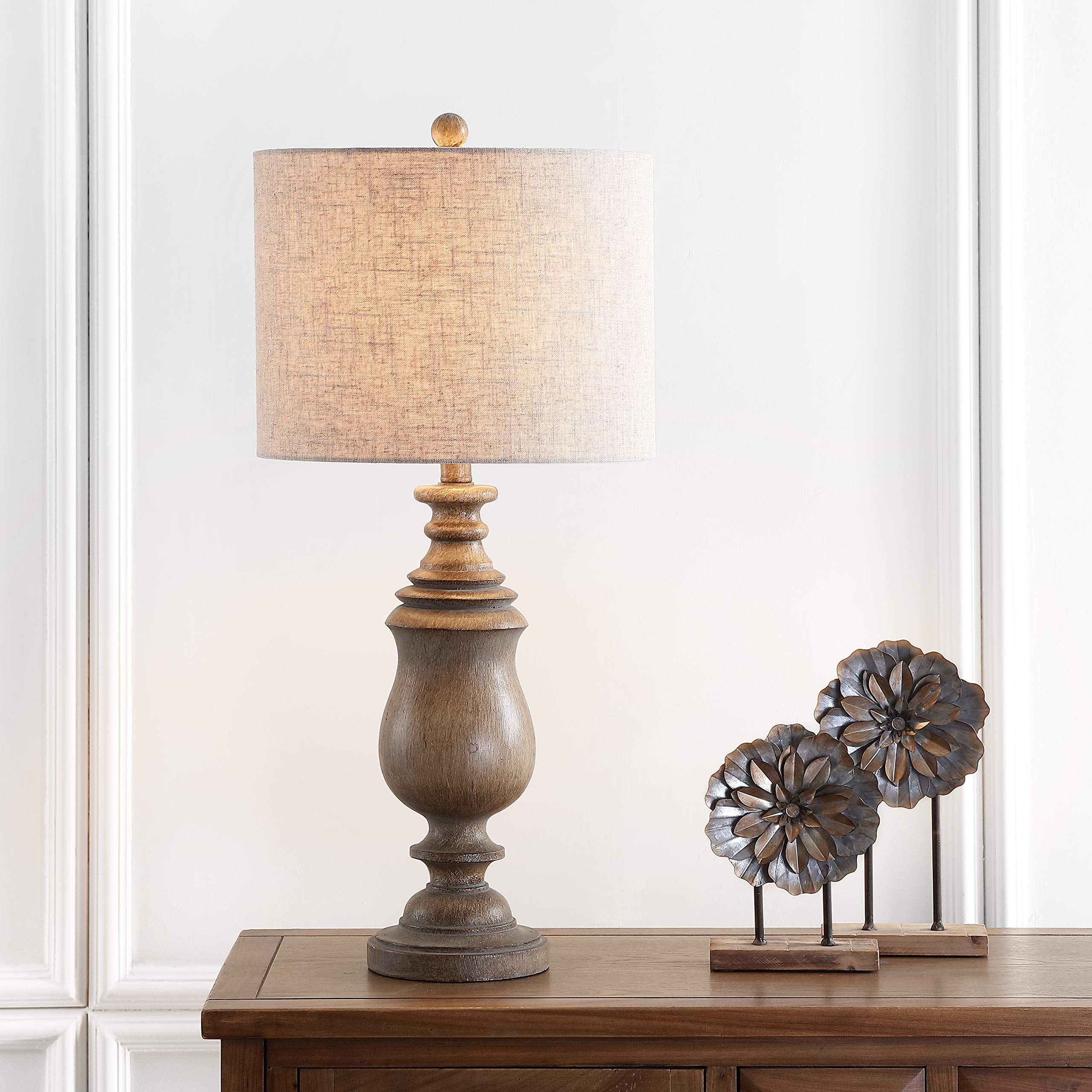 JONATHAN Y Abeline 28.5in Resin LED Table Lamp, Brown, Model JYL3041A, Traditional Transitional Design for Bedroom, Living Room, Office
