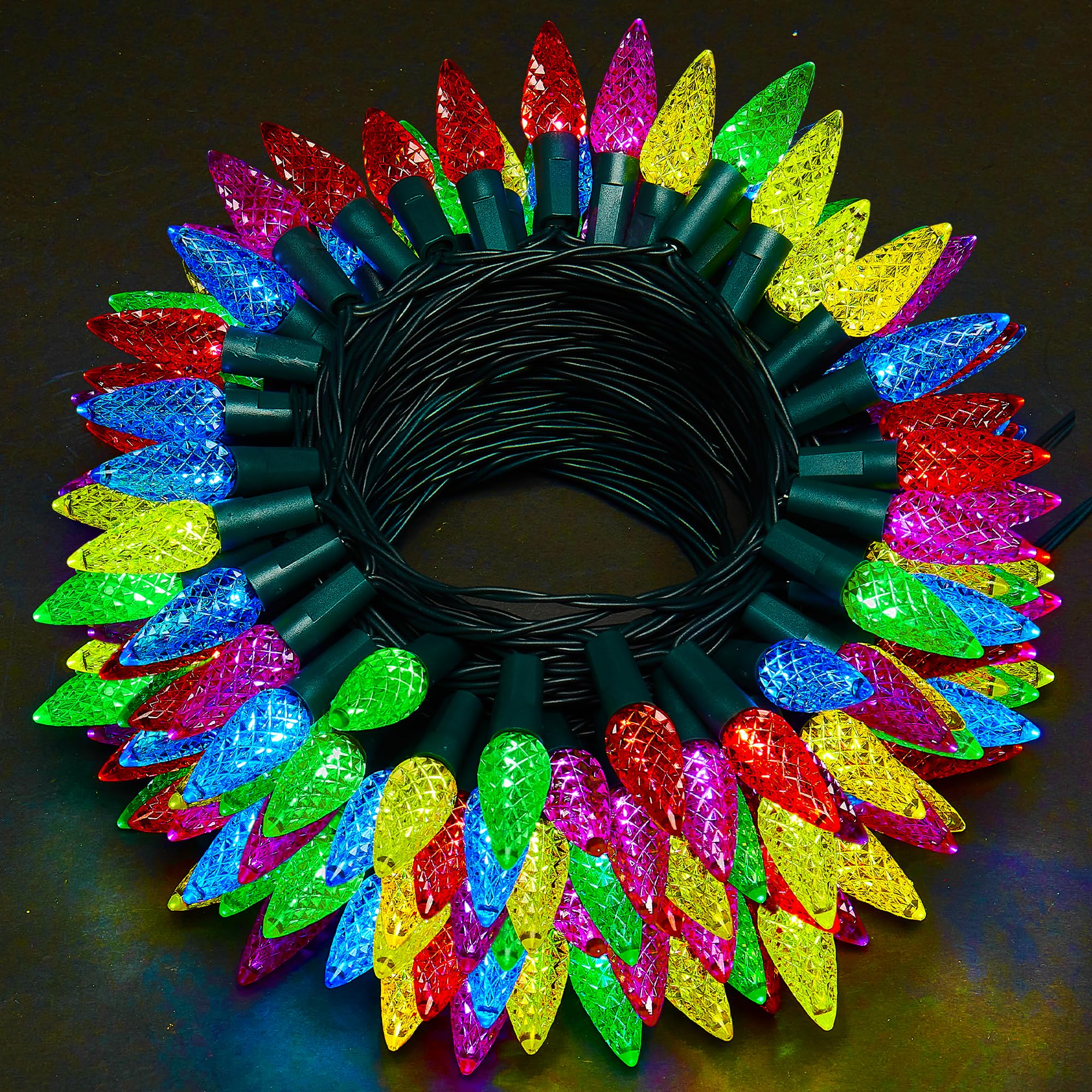 WBao Battery Operated Christmas Lights  100 LED 34ft C6 String Lights with 8 Modes  Auto Timer  Waterproof for Indoor Outdoor Christmas Trees  Fence  Garlands  Stairs Xmas Decorations  Multicolor