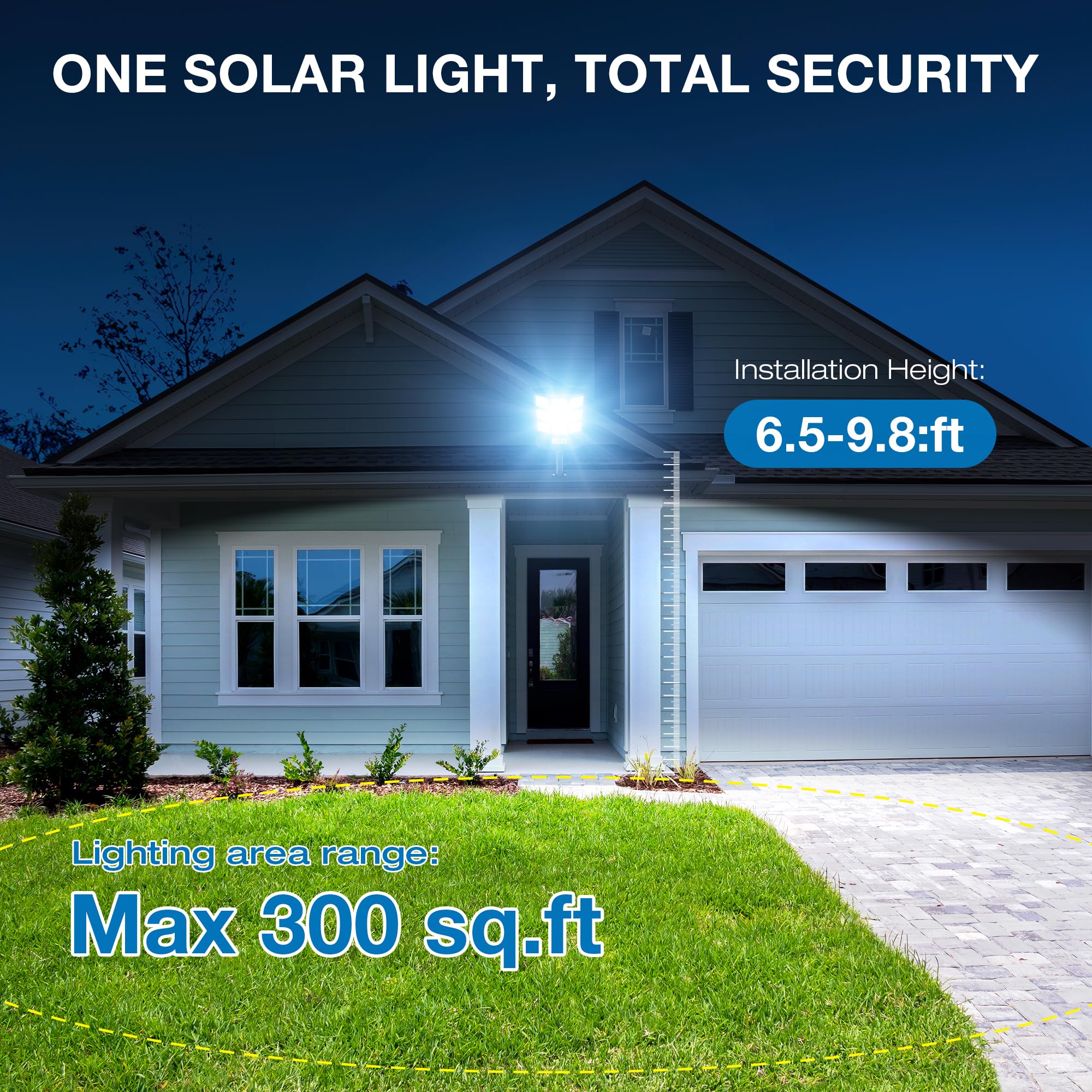 Vipzon Solar Street Lights Outdoor 6500K LED IP66 Waterproof with Motion Sensor & Remote Control 1500W (4-Pack) Black