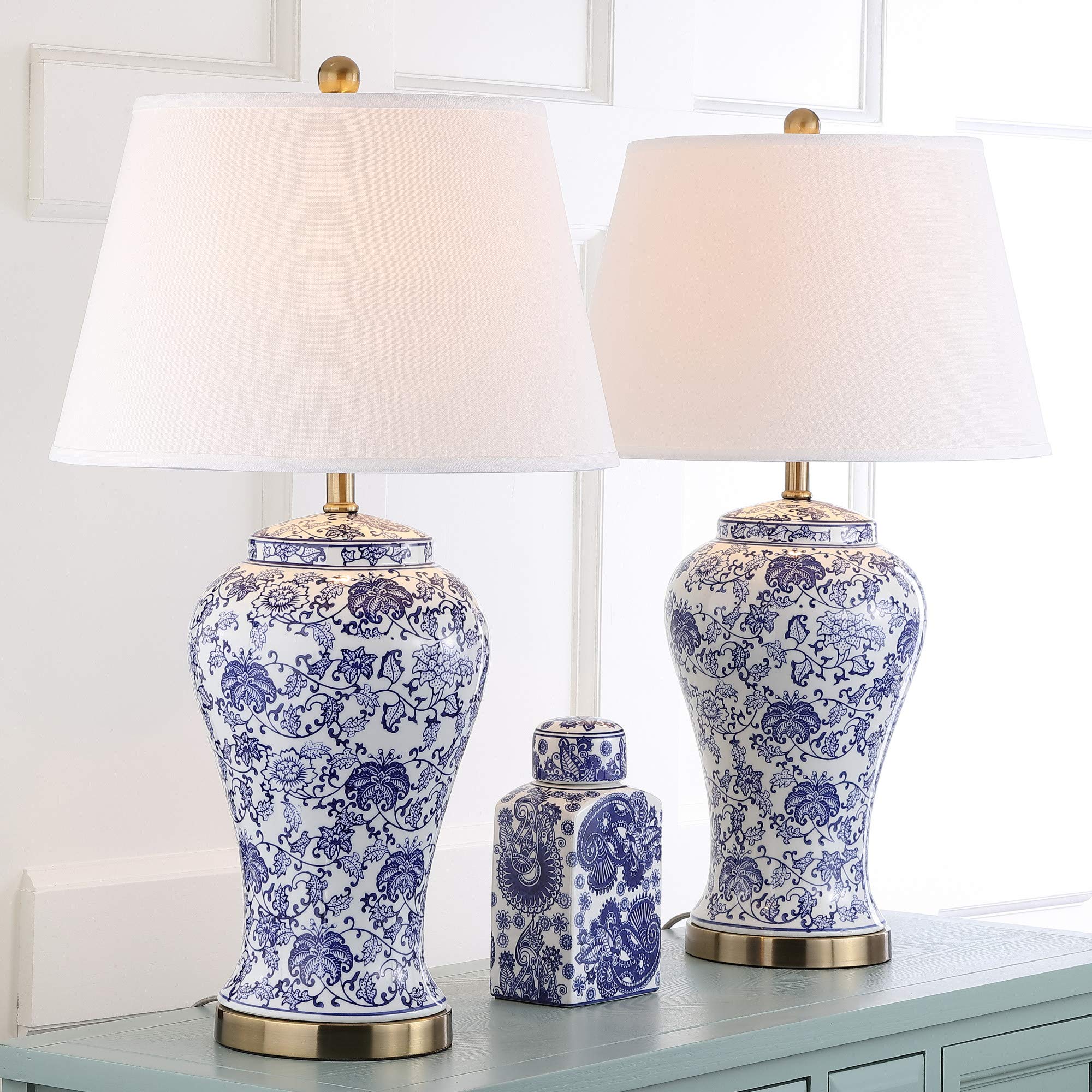 Safavieh Table Lamp Set of 2 - Spring Blossom Multi Floral - 29-inch - Blue/White Ceramic - Model LIT4170B-SET2