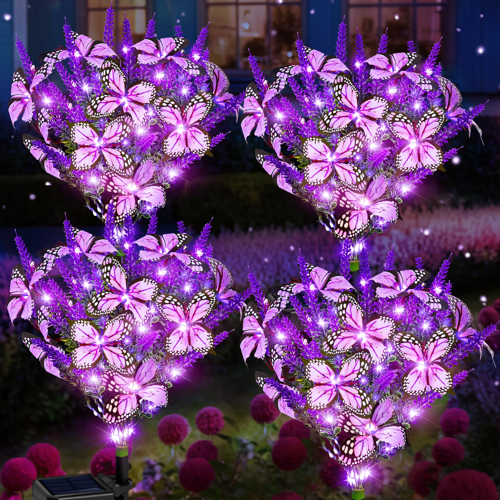 Solar Garden Lights, Solar Lavender Butterfly Lights, Solar Flower Lights Outdoor Waterproof Decoration, Gardening Gifts For Wom
