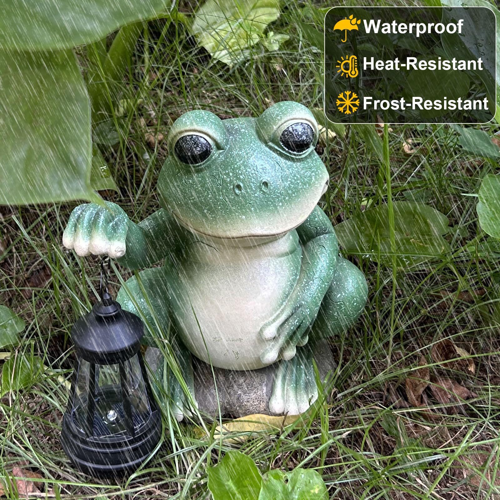 Yody Solar Garden Statues Outdoor Decor- Yard Decorations For Patio, Balcony, Backyard, Lawn Ornaments - Frog Figurines With Led