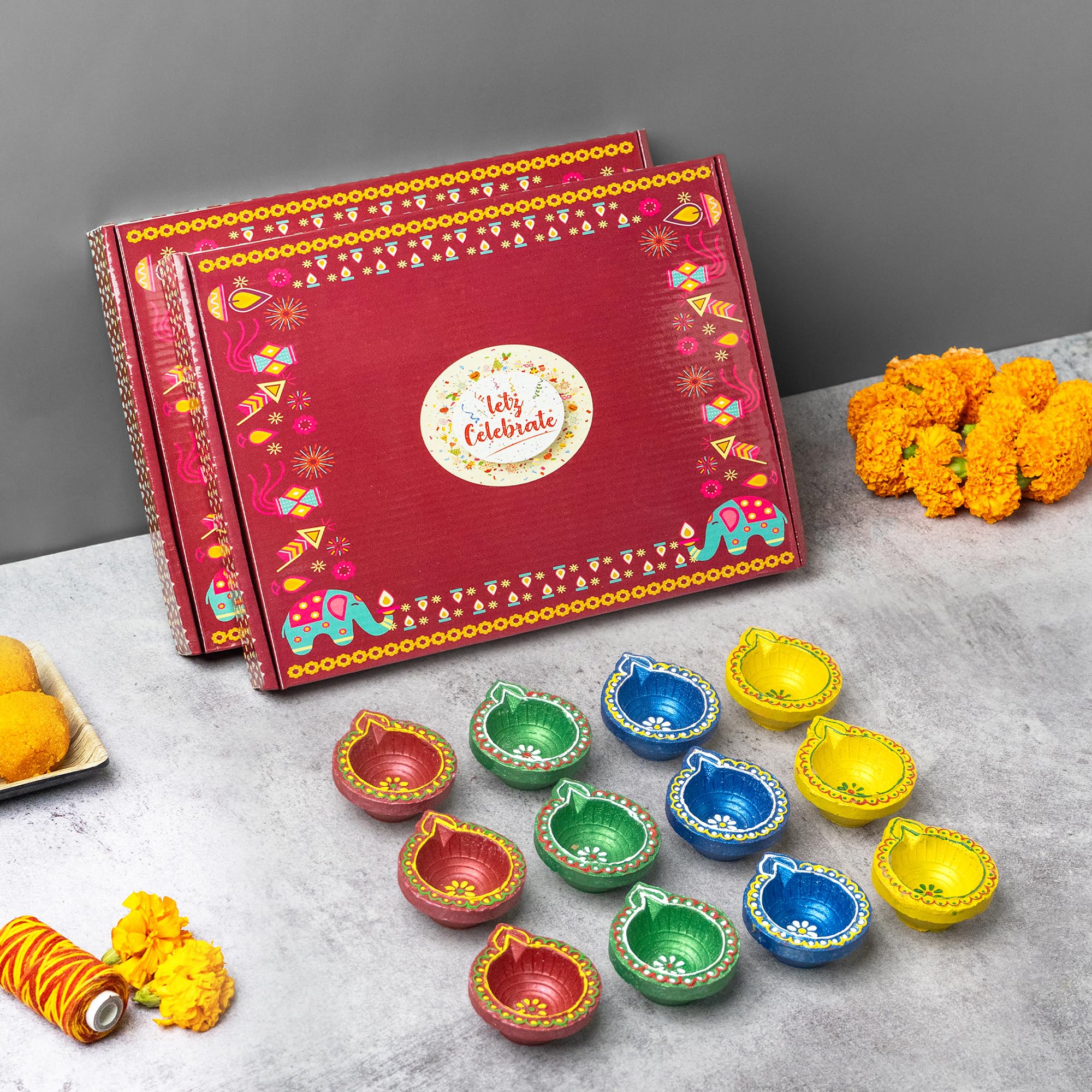 [Pack of 24] Premium Diyas for Diwali Decoration, Handmade Clay Diya with Wicks, Diwali Decorations for Home, Diwali Diya, Diwal