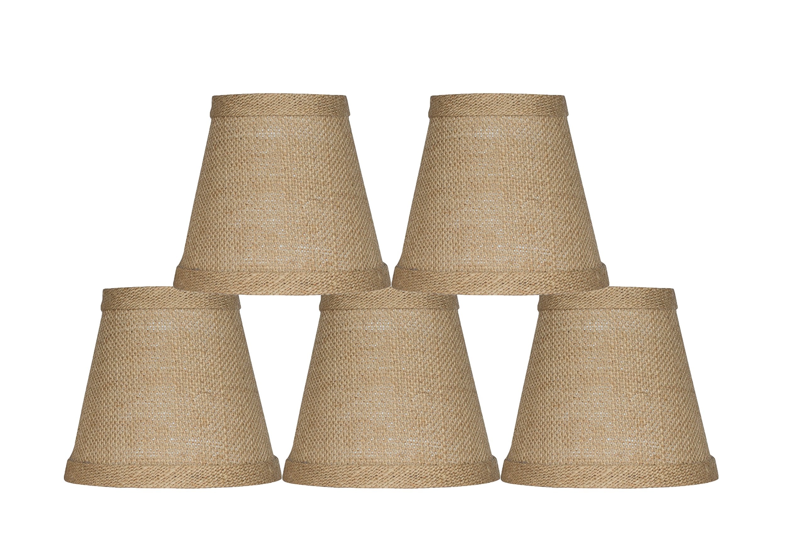 Urbanest Chandelier Lamp Shade 3X5X4.5, Hardback, Clip On, Burlap (Set Of 5)