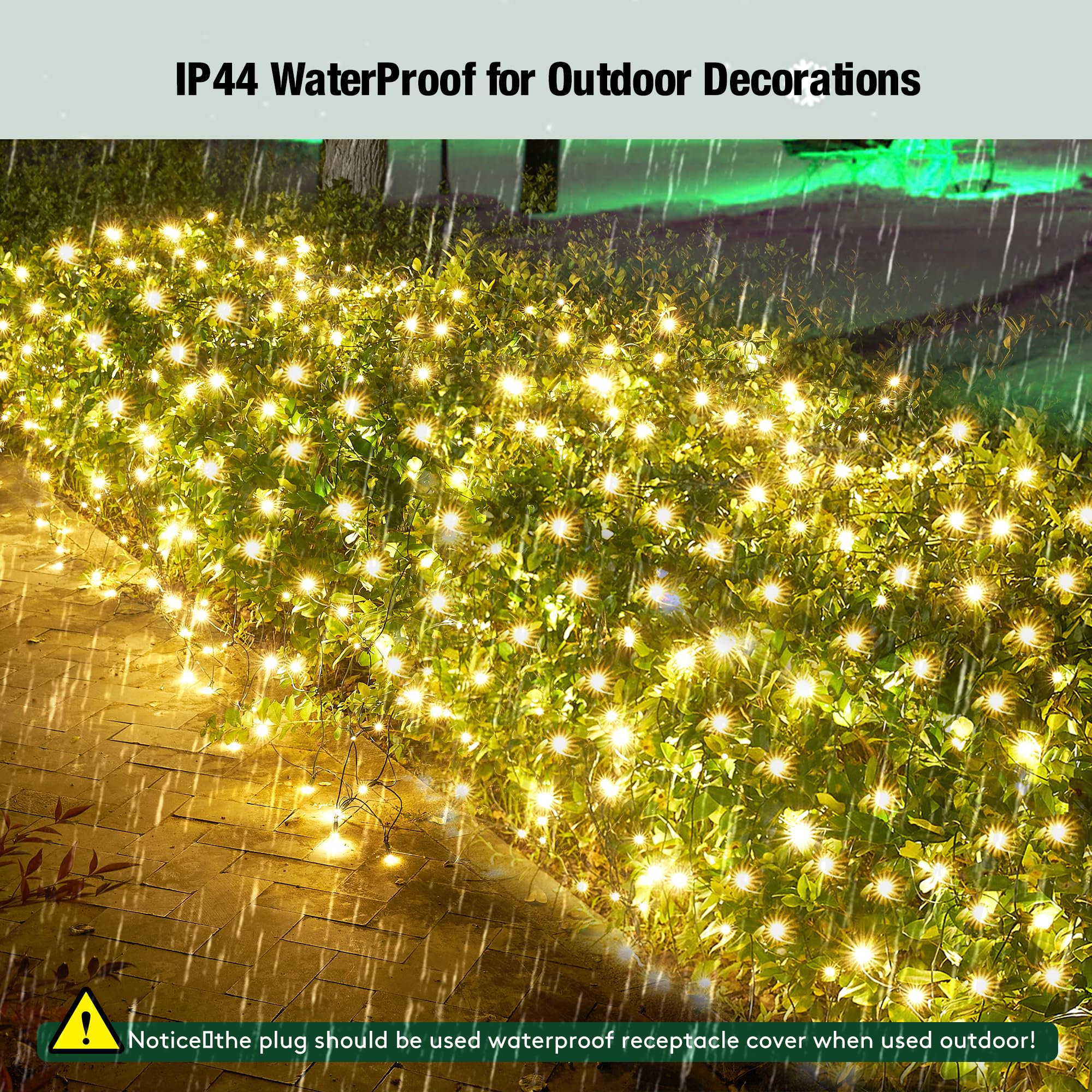 Sylampow LED Christmas Net Lights 120LED 6ftx5ft Warm White Connectable Mesh Lighting for Outdoor Indoor Decorations