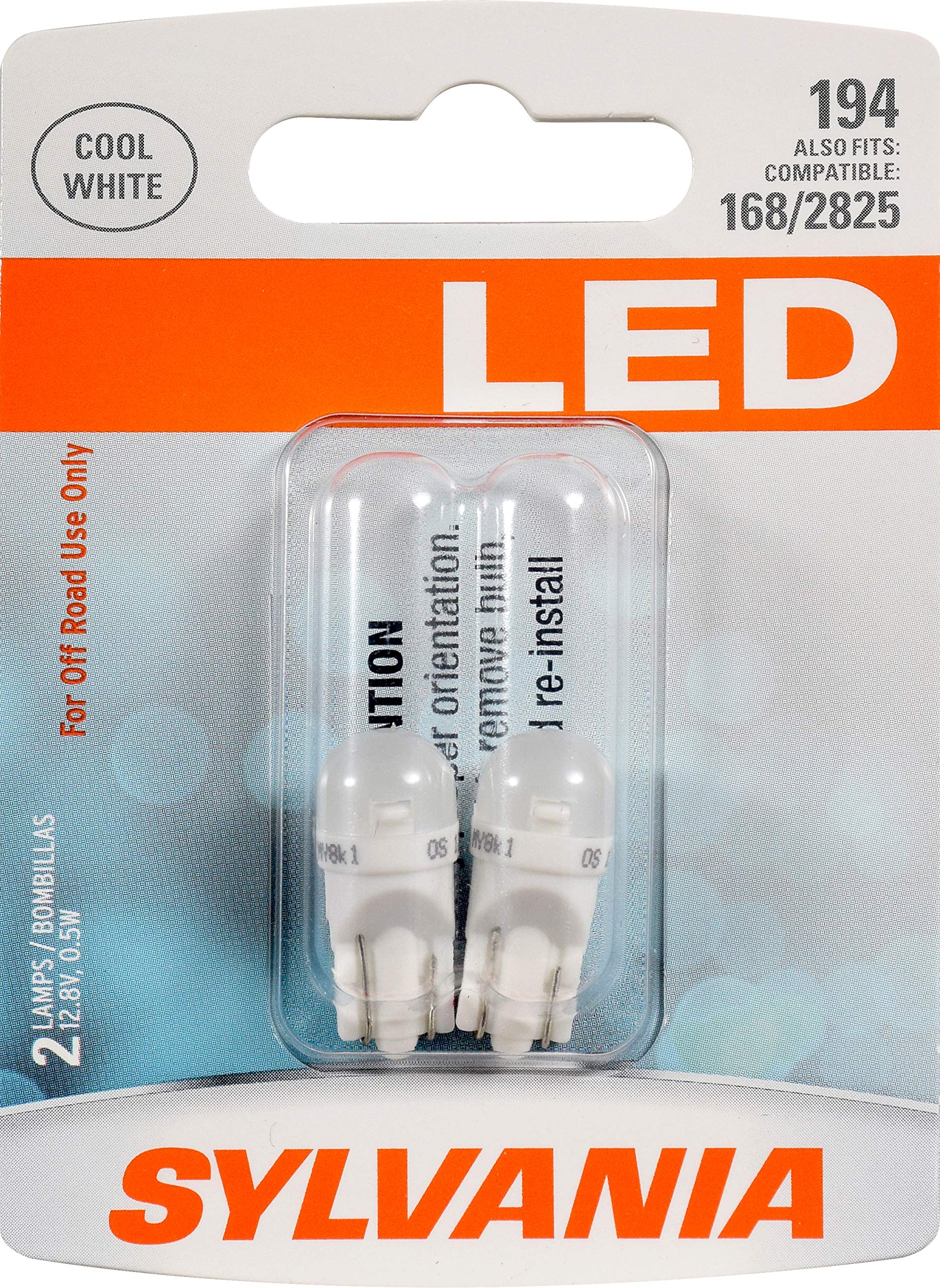 SYLVANIA - 194 T10 W5W LED White Mini Bulb - Bright LED Bulb, Ideal for Interior Lighting - Map, Dome, Cargo and License Plate (