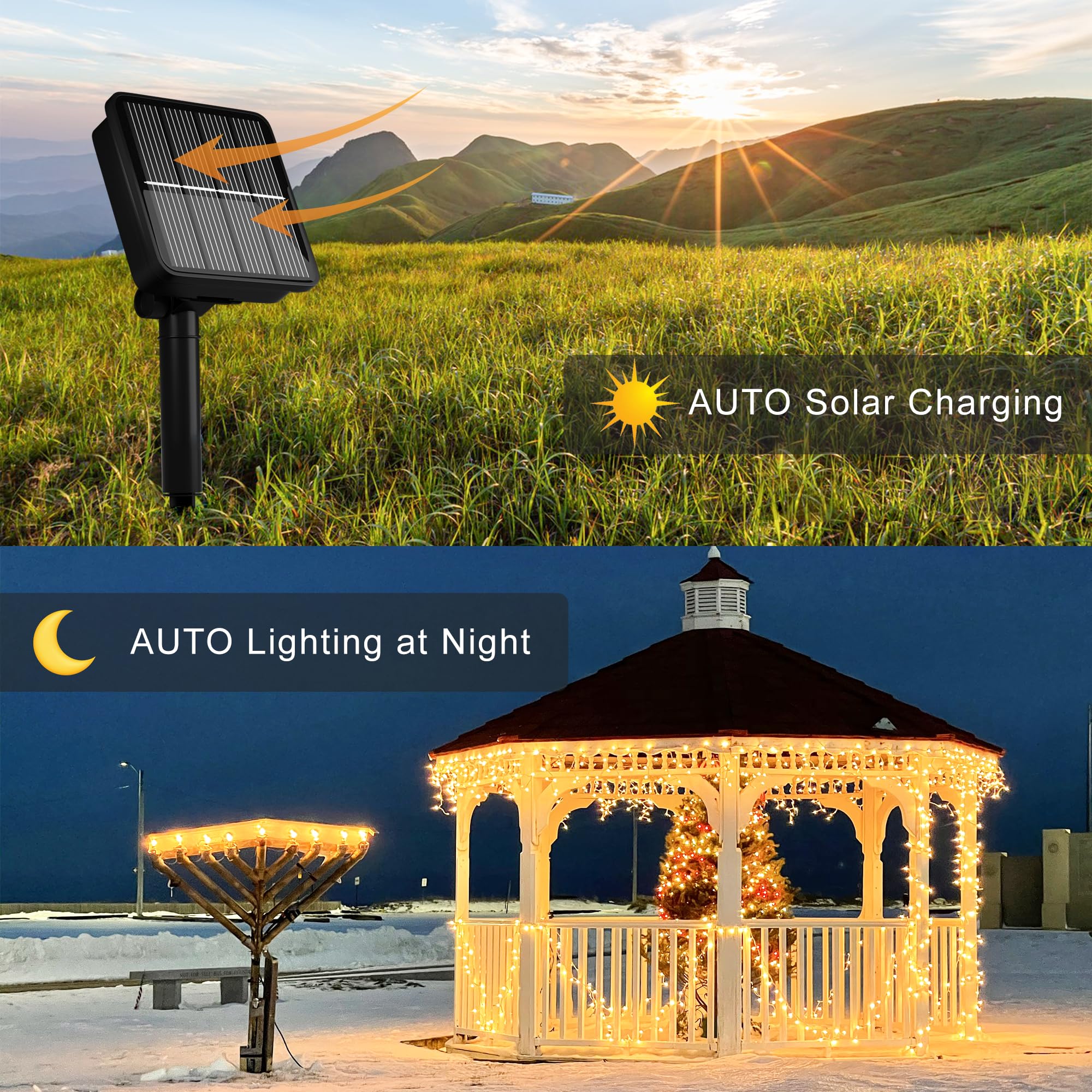 Solar String Lights For Outside, 39Ft 100 Led Solar String Lights Outdoor With 8 Modes ,Solar Christmas Lights Outdoor Waterproo