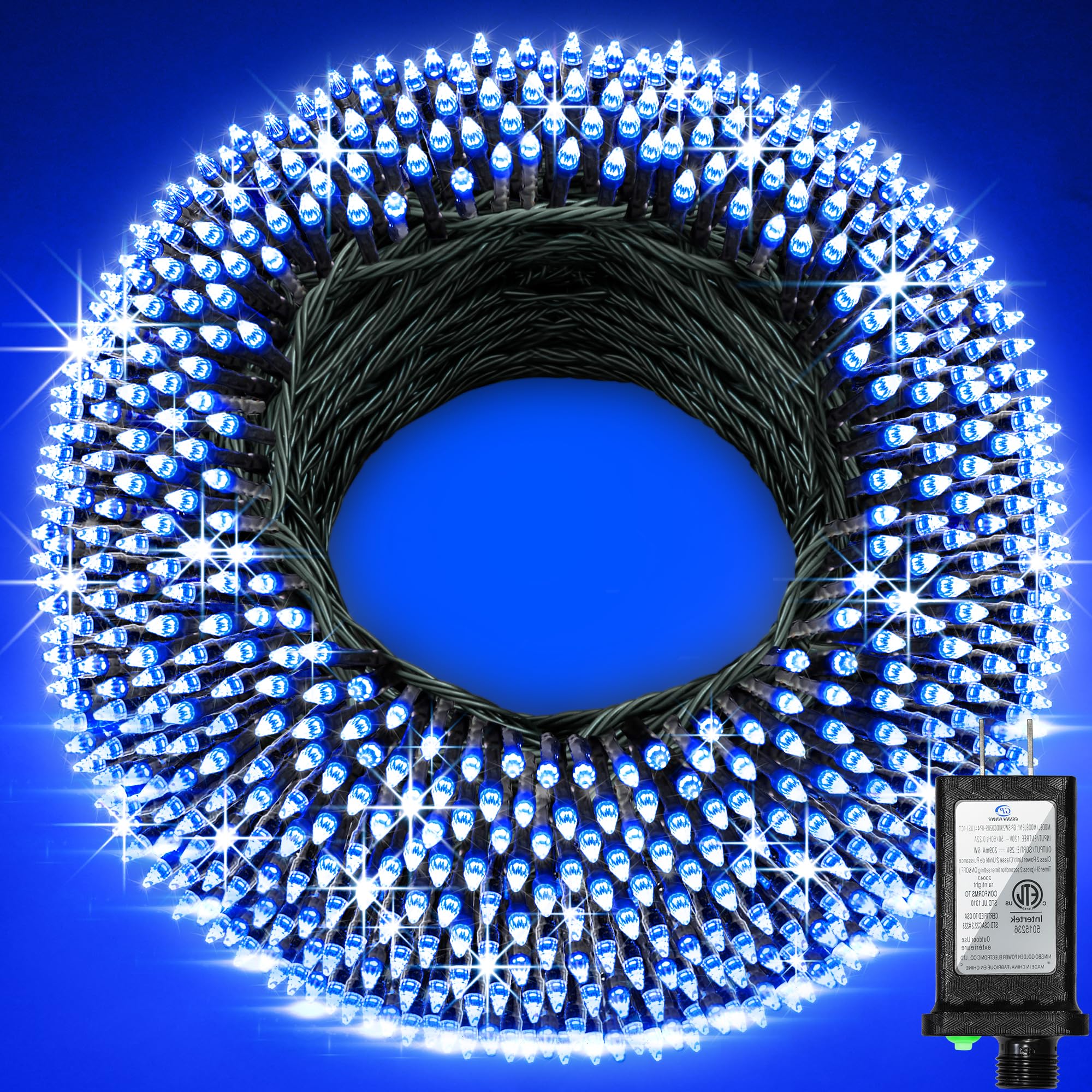 750 Led 256Ft Outdoor Christmas Lights  Super Long String Lights 8 Modes Timer Memory  Outsite Waterproof Dark Green Wire Fairy Light Strings For Xmas Tree Wedding Holiday Party Decorations Blue