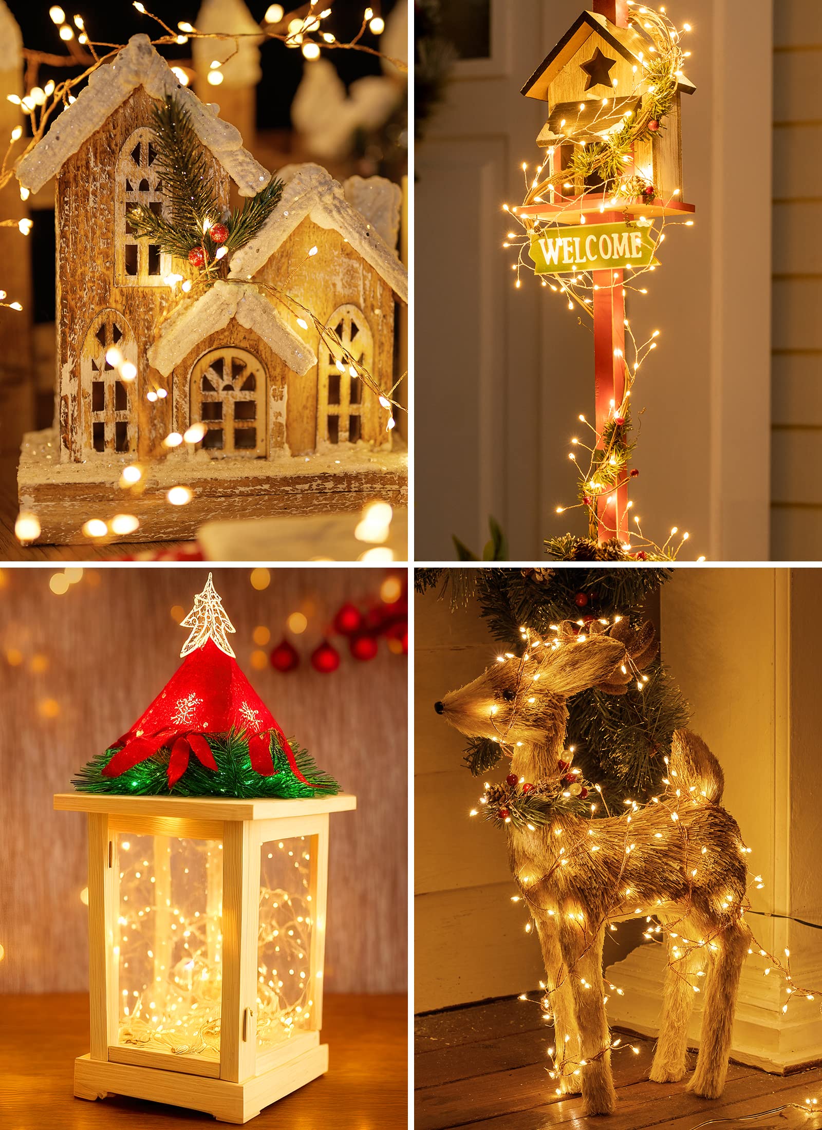 Brightown 10ft Battery Operated Fairy Lights, 120LEDs Silver Copper Wire, Warm White, Waterproof for Indoor Outdoor Decorations