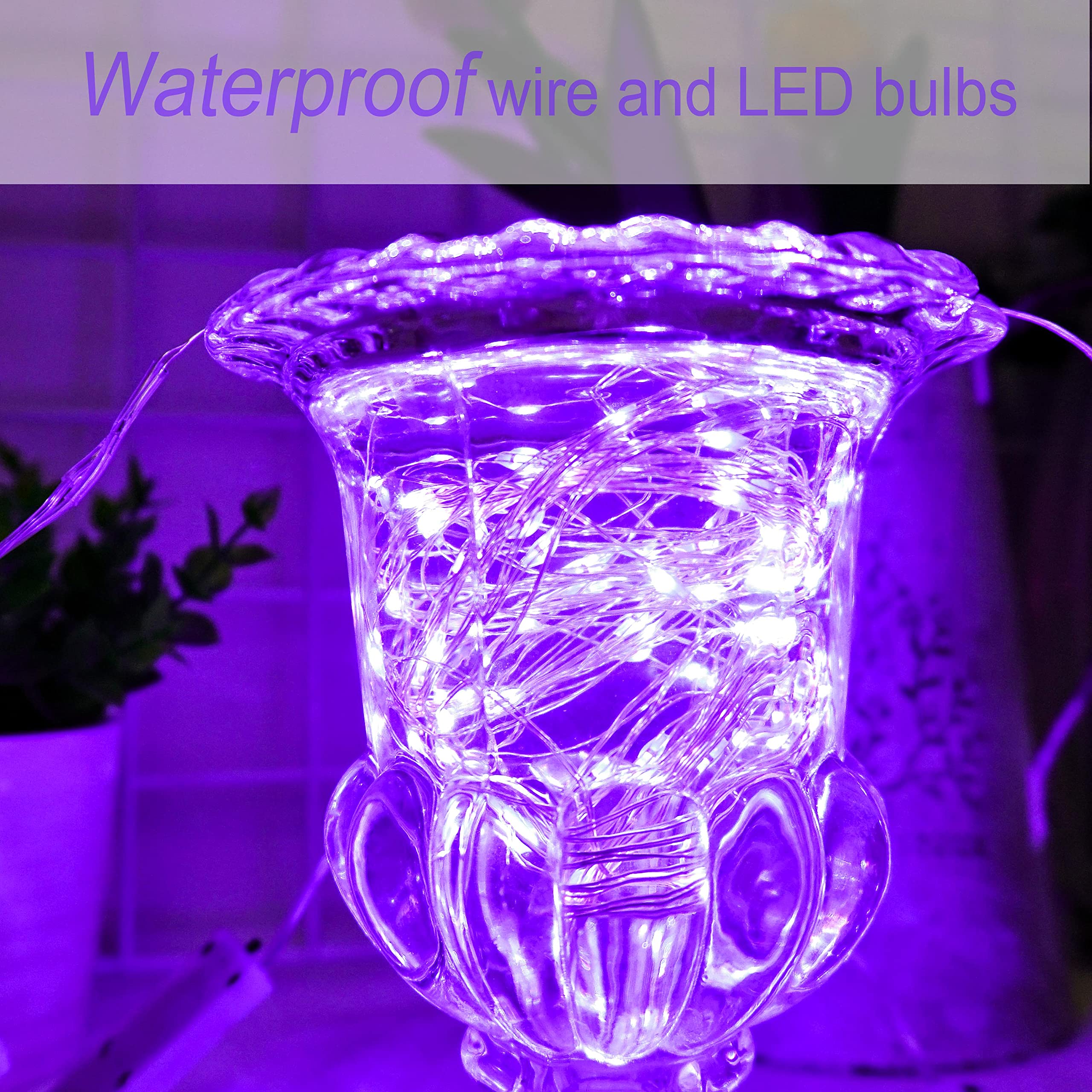 Smilingtown Purple Fairy String Lights 24 Pack, 20 Led, 7.2Ft Copper Wire, Battery Powered