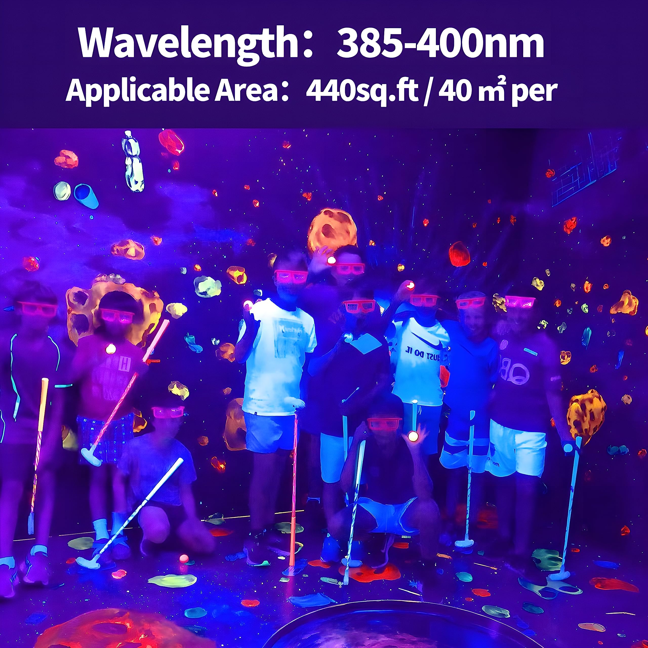 40W Led Black Light Bar, Blacklight With 6Ft Cord & Switch, Ip66 Waterproof Black Lights For Glow Party, Halloween, Birthday, Body Paint, Bedroom, Classroom, Each Light Up 24X24Ft, 8 Pack