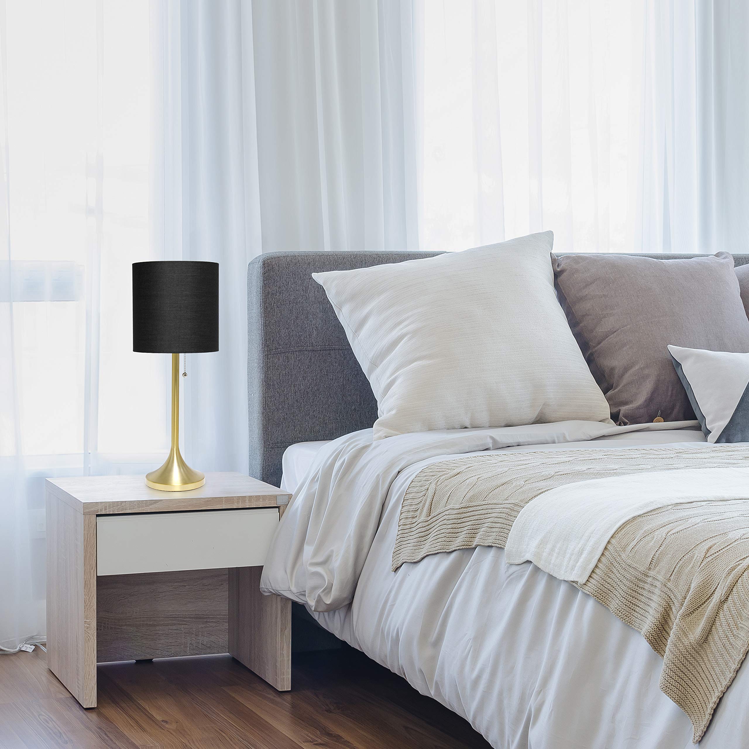 Simple Designs Gold Tapered Table Lamp Black Fabric Shade Pack of 4 Model LT1076-GDB