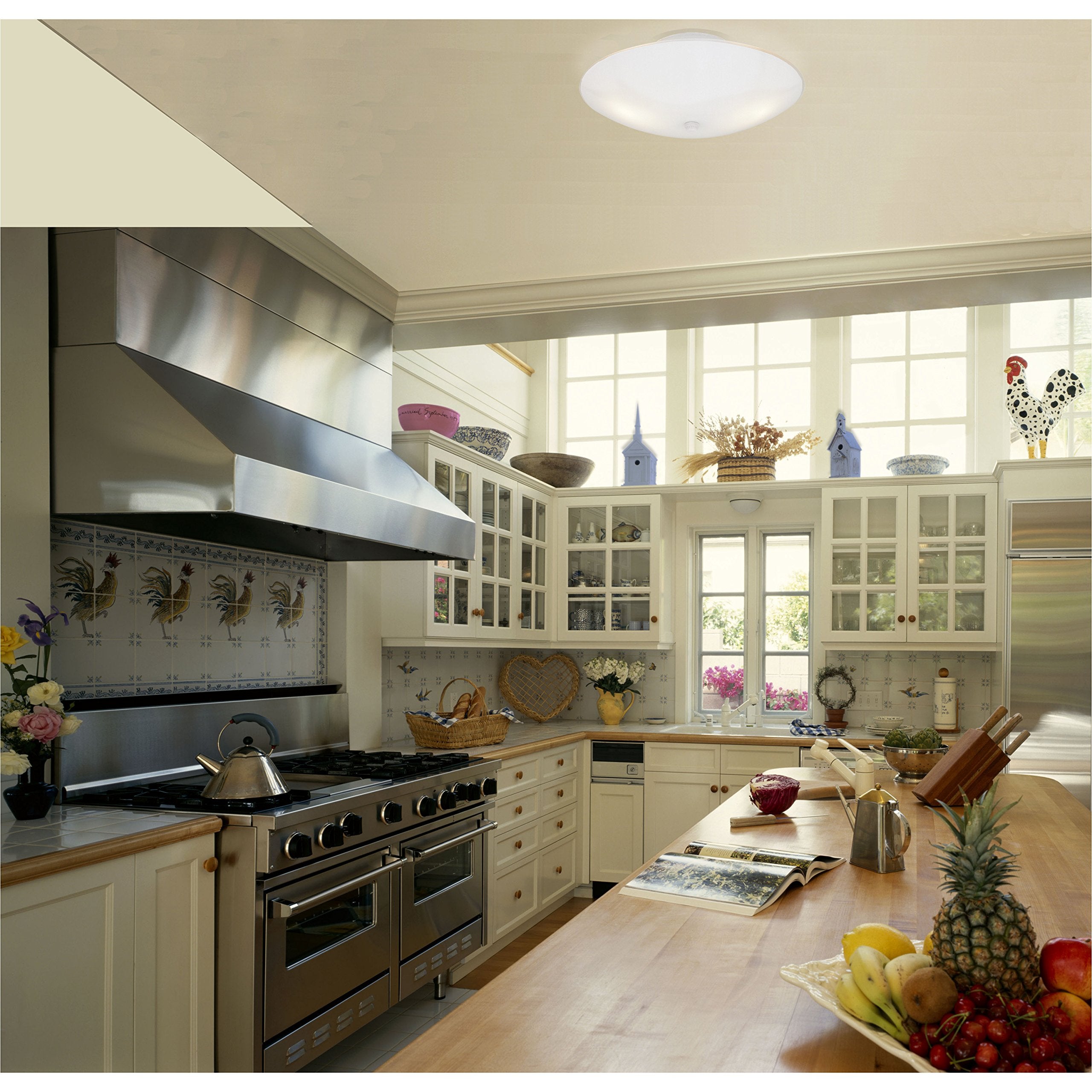 Westinghouse 66242 6624200 Two-Light Semi-Flush-Mount Interior Ceiling Fixture, Finish With White Glass