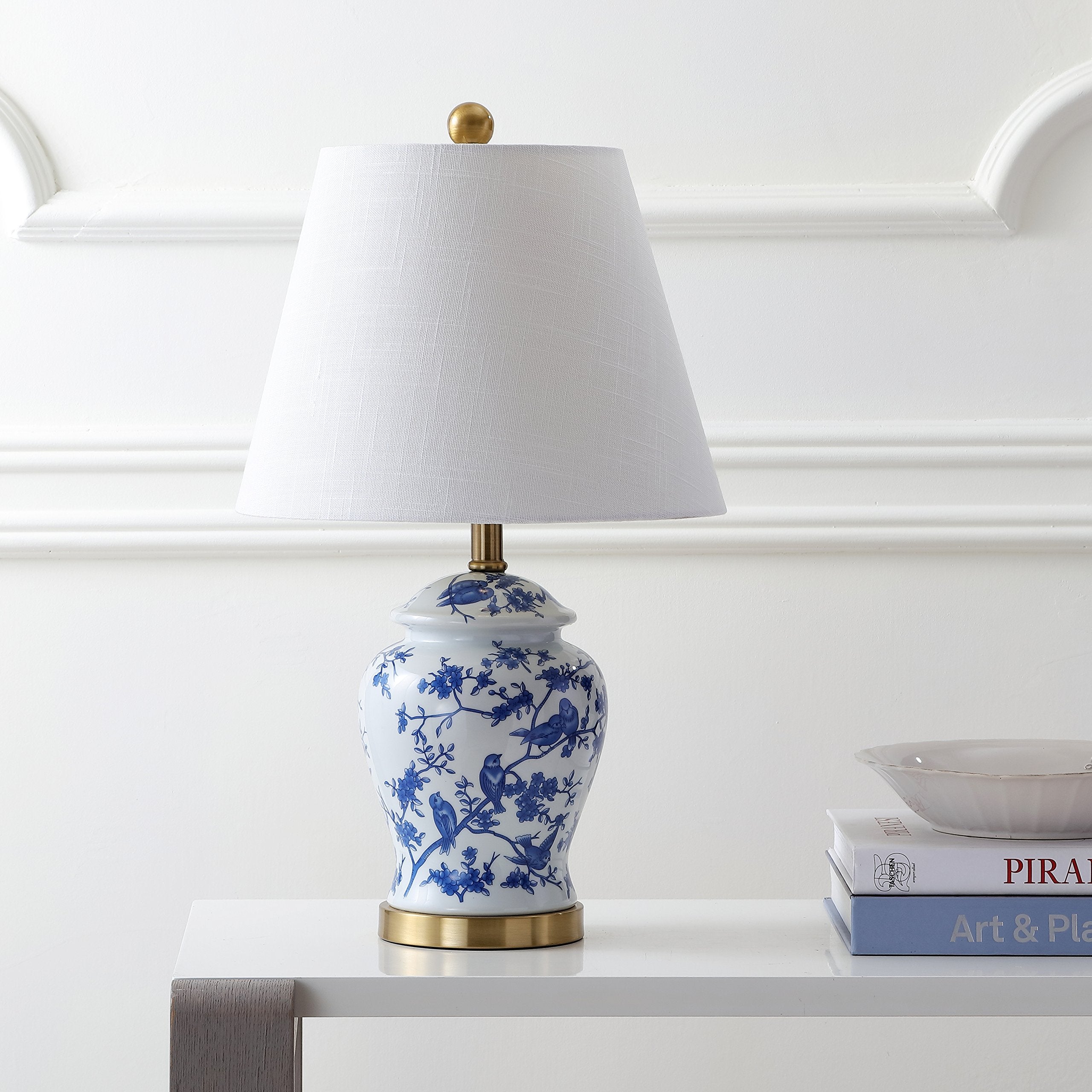 Jonathan Y Penelope 22 Chinoiserie Led Table Lamp, Blue/White Ceramic, Model Jyl3005A, Ideal For Bedroom, Living Room, Office