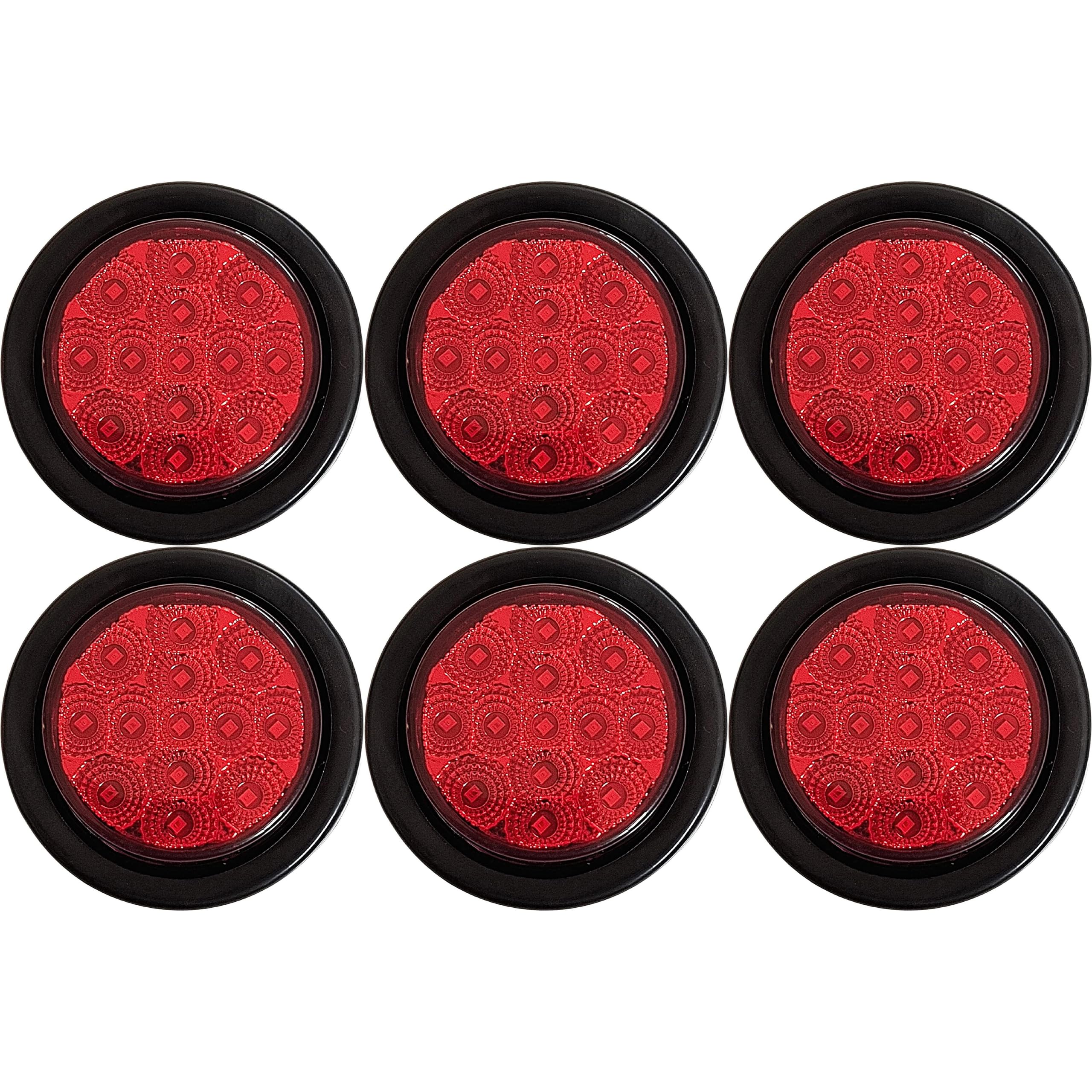 All Star Truck Parts Amber LED Clearance Side Marker Lights Kit, 2.5in Round, 6x Red, Model ASA2513, Waterproof, 12V