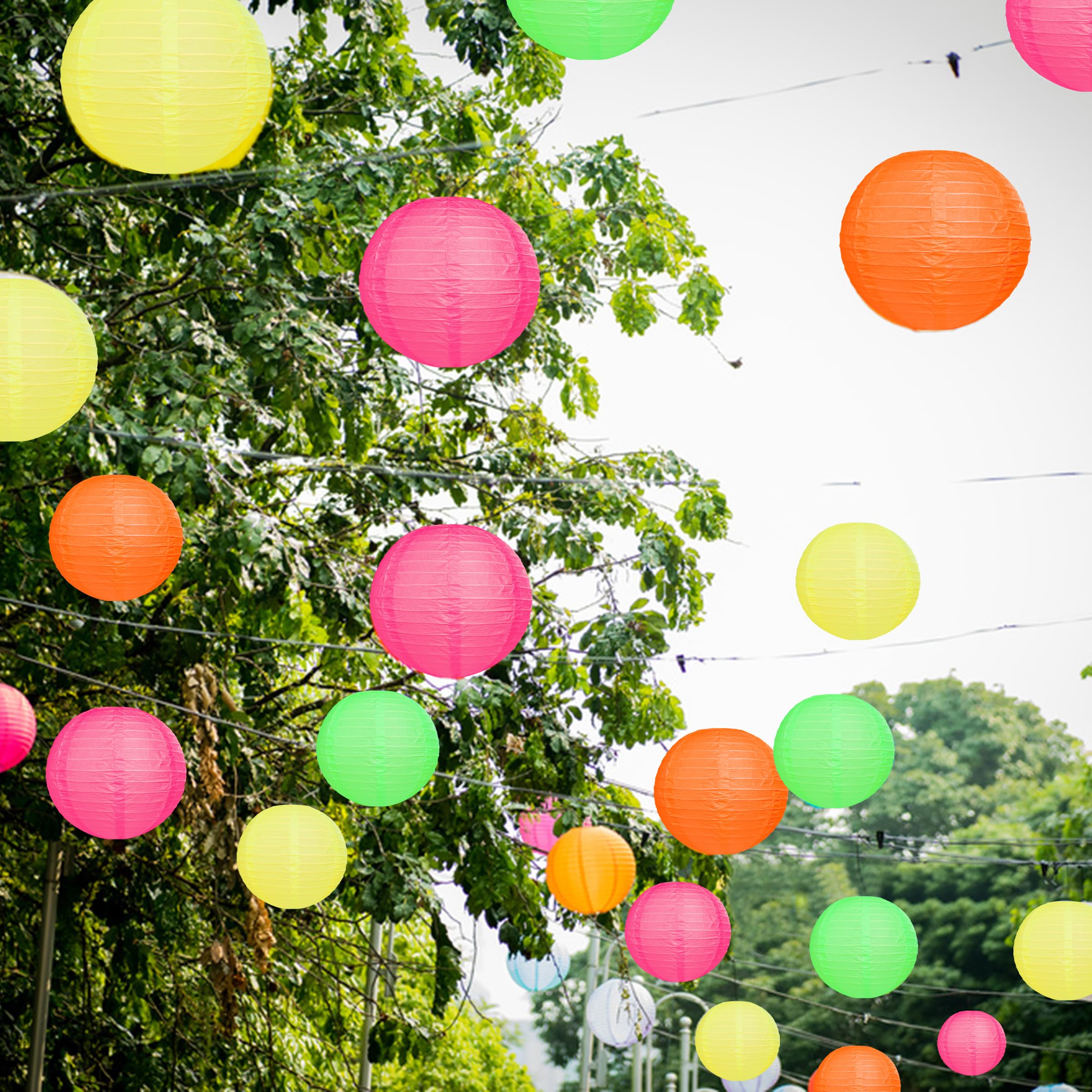 12 Pcs Neon Party Decorations Tropical Party Decorations Colorful Paper Lanterns 10 In Decorations For Wedding Home Supplies (Ne
