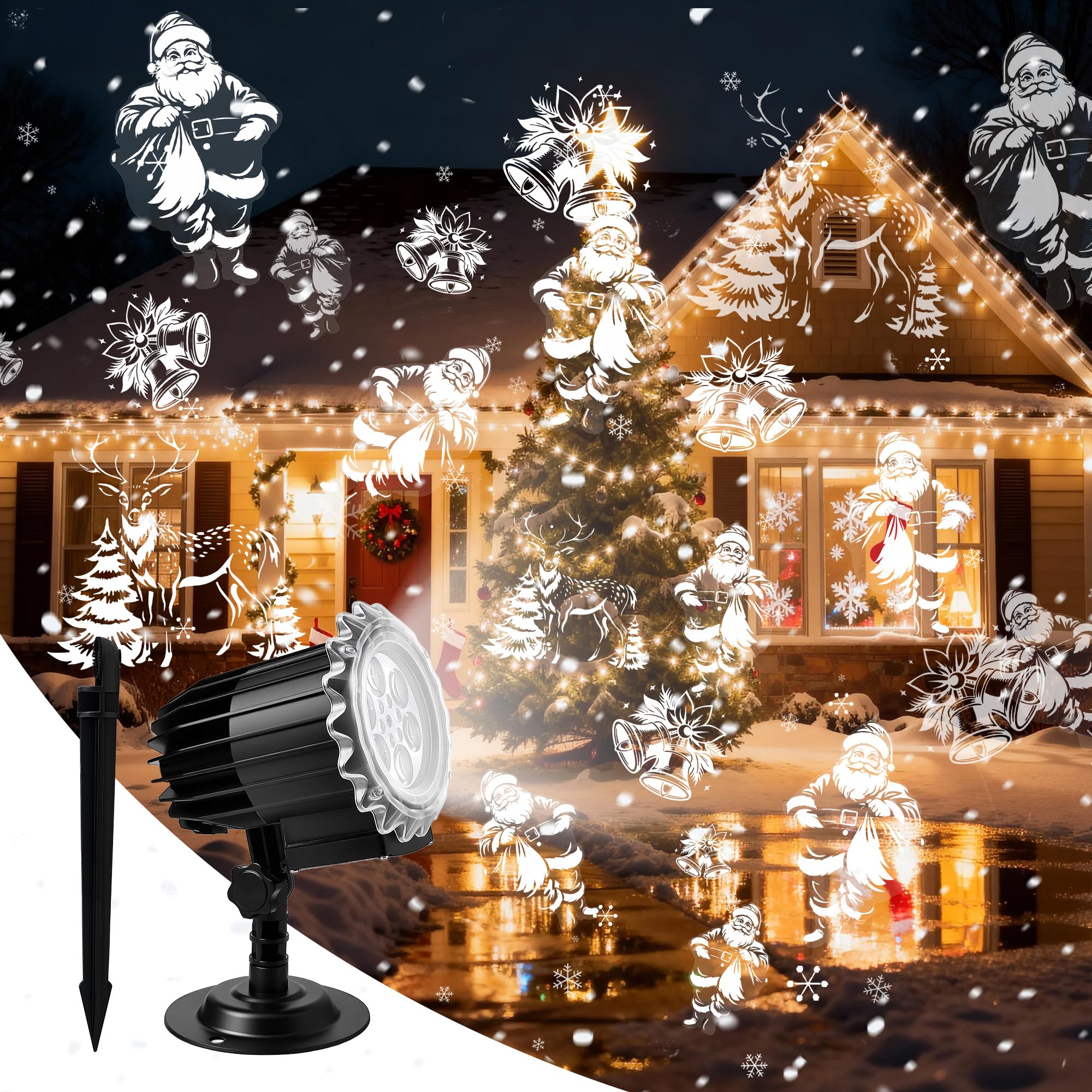Christmas Projector Lights Outdoor, 3D Dynamic Christmas Light Projector Outdoor Christmas Lights, Landscape Decorative Lighting