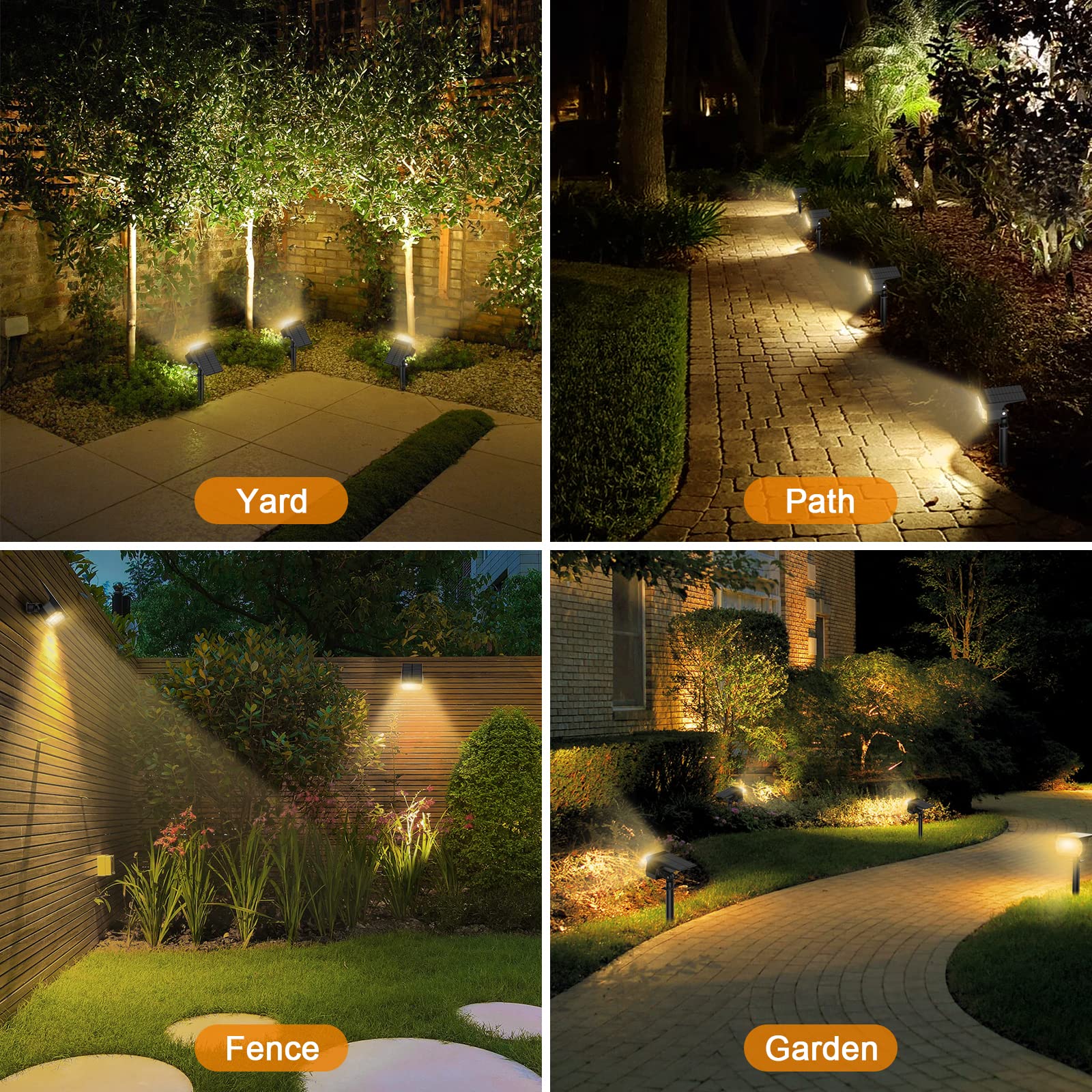 LANSOW Solar Spot Lights Outdoor 2-in-1 IP65 Waterproof 57 LED 8 Pack Warm White Model HD-M-0031 for Yard Garden Pathway