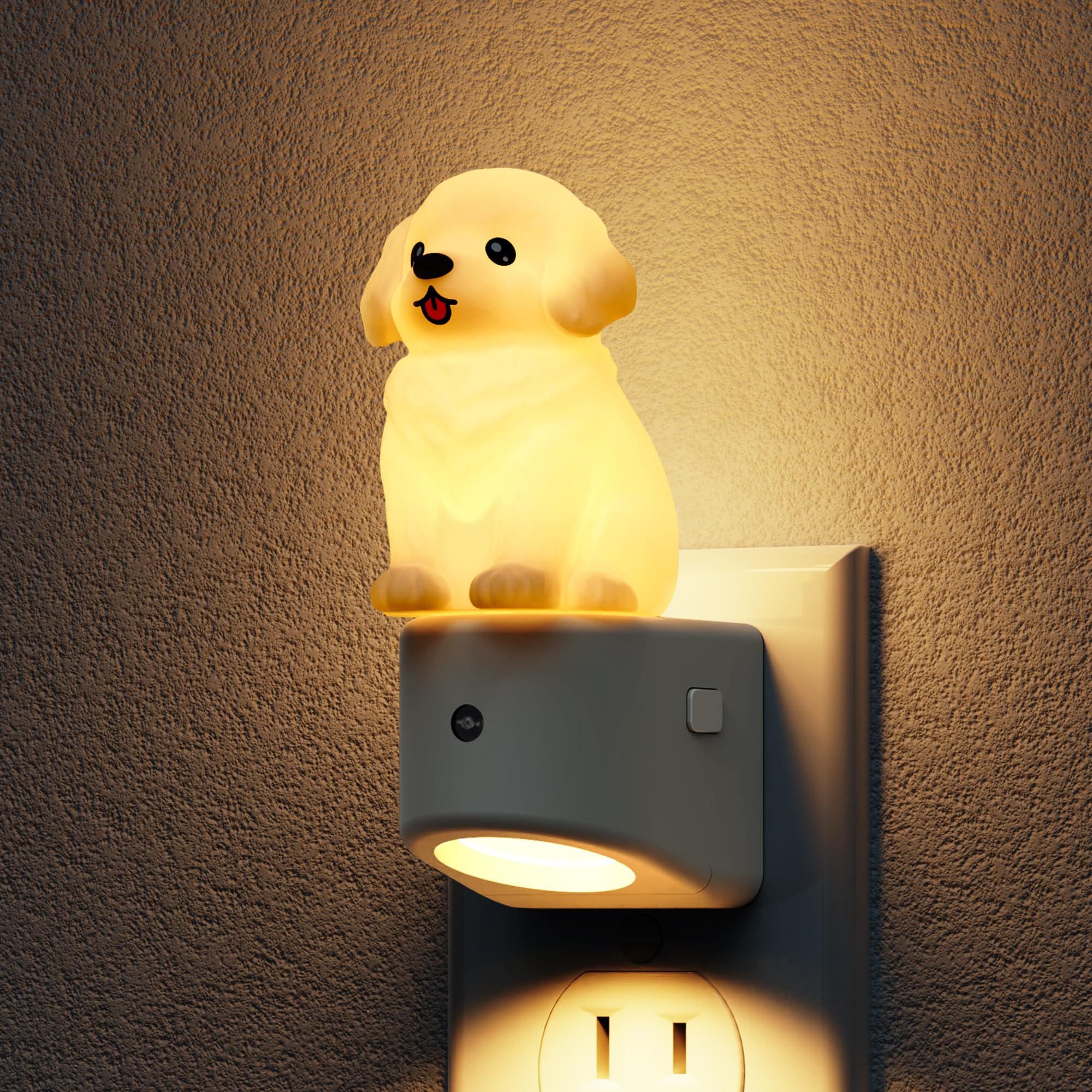 L LOHAS LED Night Light for Kids,3D Cute Puppy Night Lights,Golden Retriever with Dusk to Dawn Sensor, RGB+Soft White 3000K,Dog 