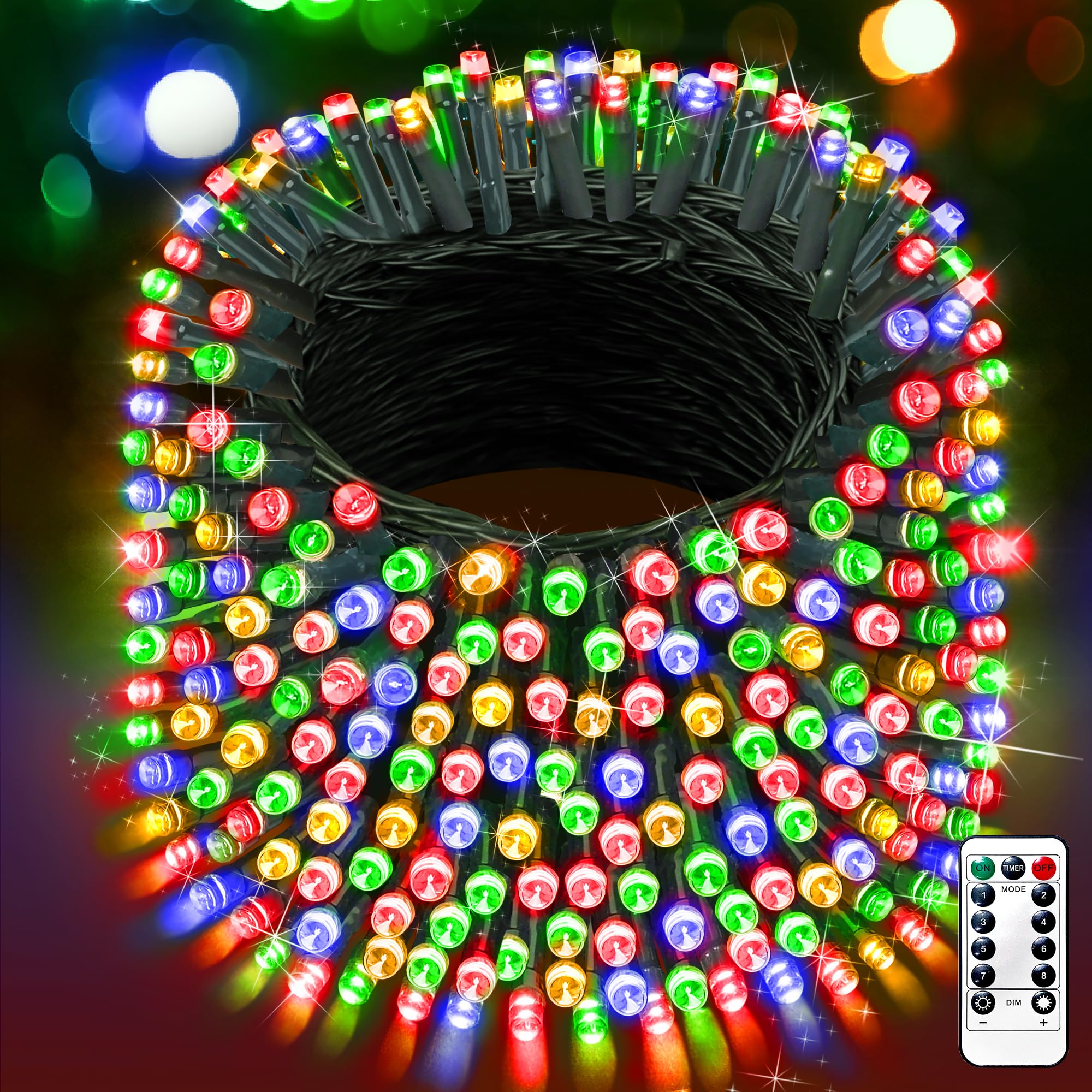 XURISEN LED Christmas Lights Outdoor 1400 Lights 551FT Green Wire Multicolor Plug-in 8 Modes with Timer Waterproof