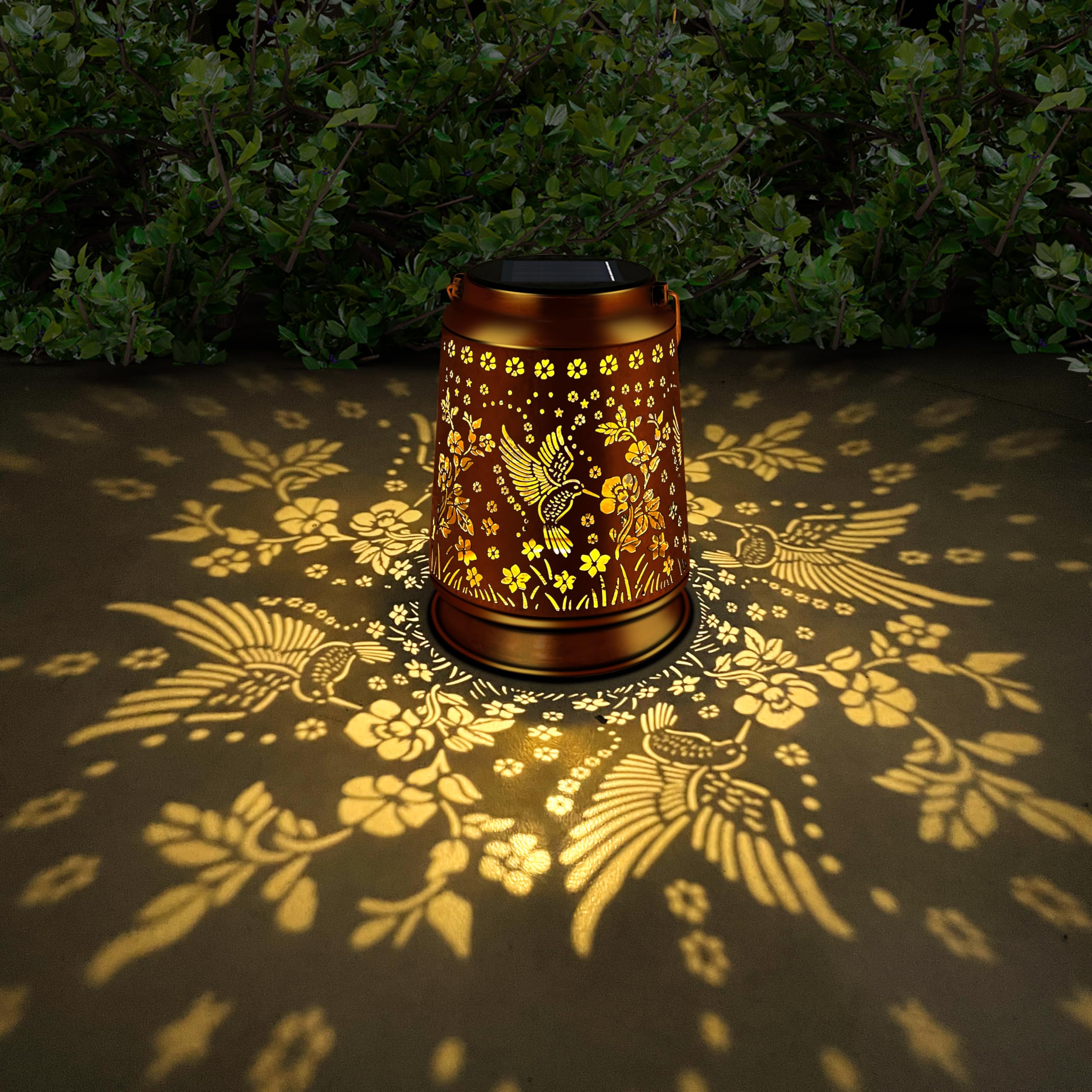 Ky&Bosam Solar Hummingbird Lanterns Outdoor Waterproof  Metal Openwork Led Hanging Solar Lights Outside Decorative For Yard Patio Backyard Deck Porch Garden Decor Birthday Gifts For Women Mom Grandma