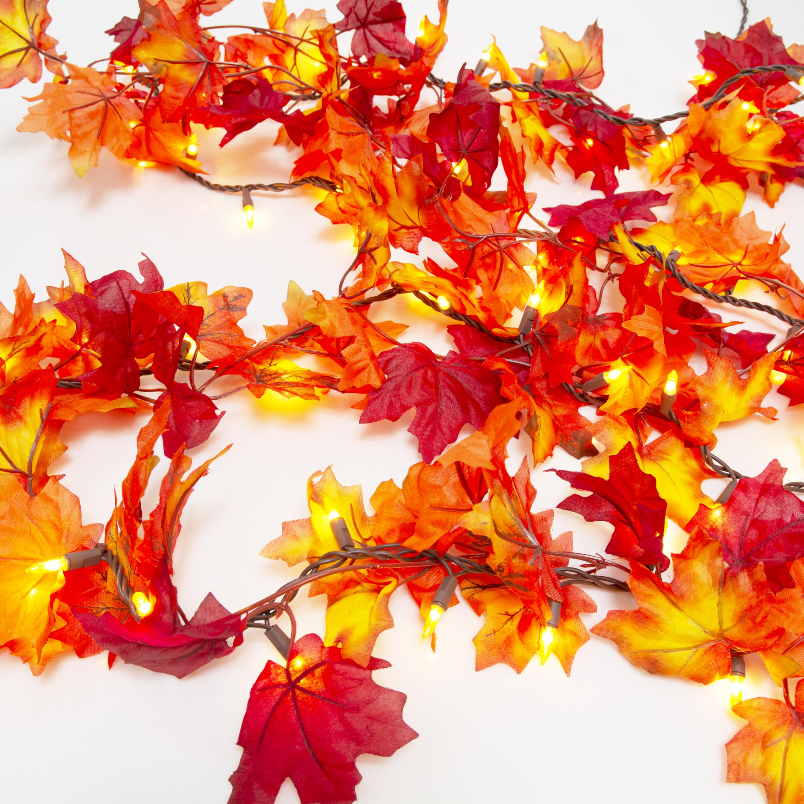 TIGOMOOV Thanksgiving Decorations for Home Maple Leaf String Lights, 9.16FT Thanksgiving Garland with Lights 50 Bulbs Lighted Fa