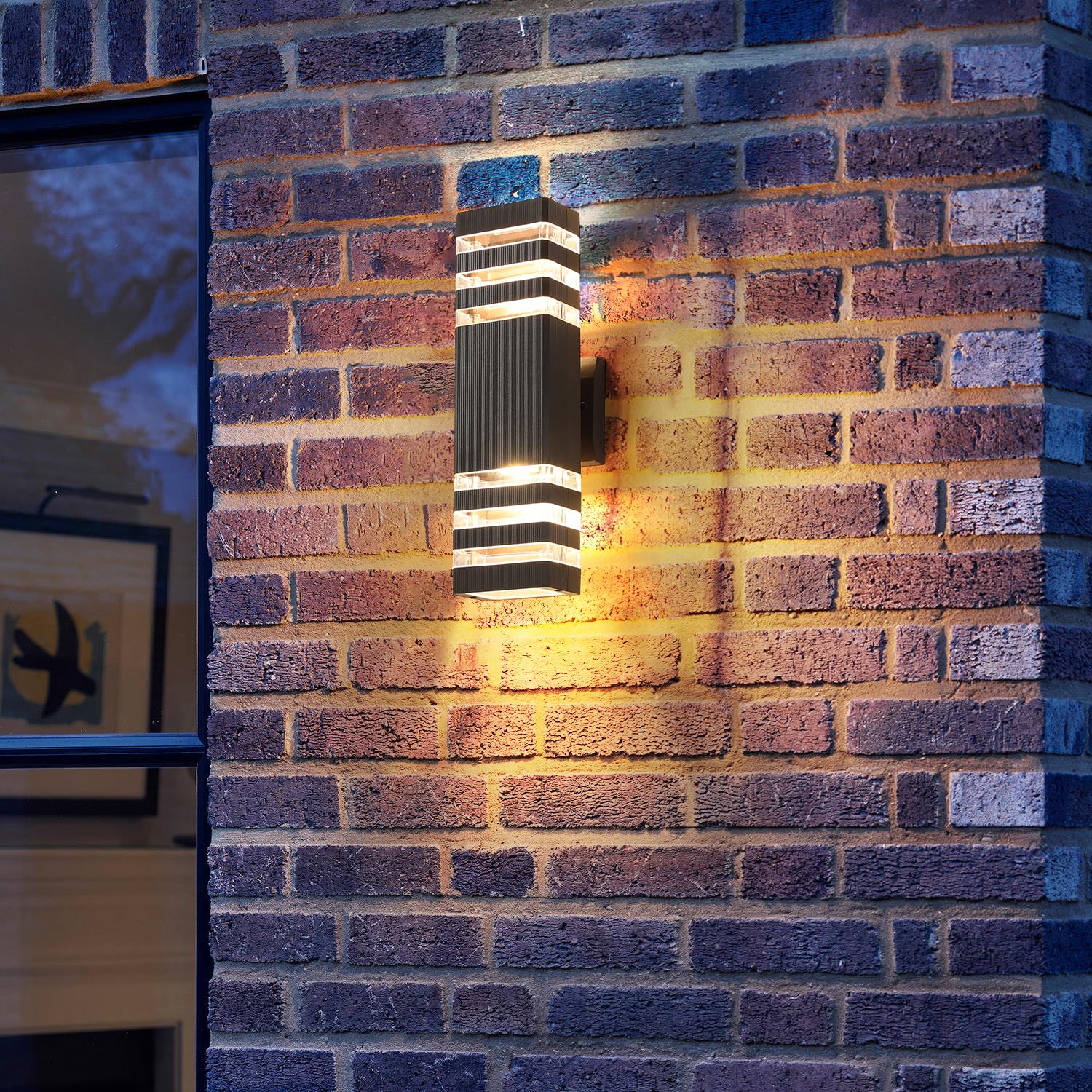 Zsmaiku Outdoor Wall Light Fixture, Ip65 Waterproof, 3000K Warm White, Black Aluminum, 3-Tier
