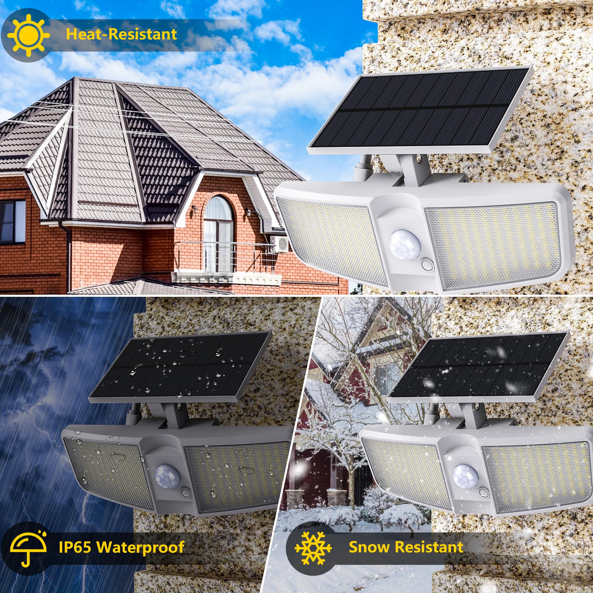Cozeet Solar Motion Sensor Floodlight 6500K, 180 LED, Waterproof, IP65, White, 1-PCS, Model COZEET-LB-WHITE-1PCS