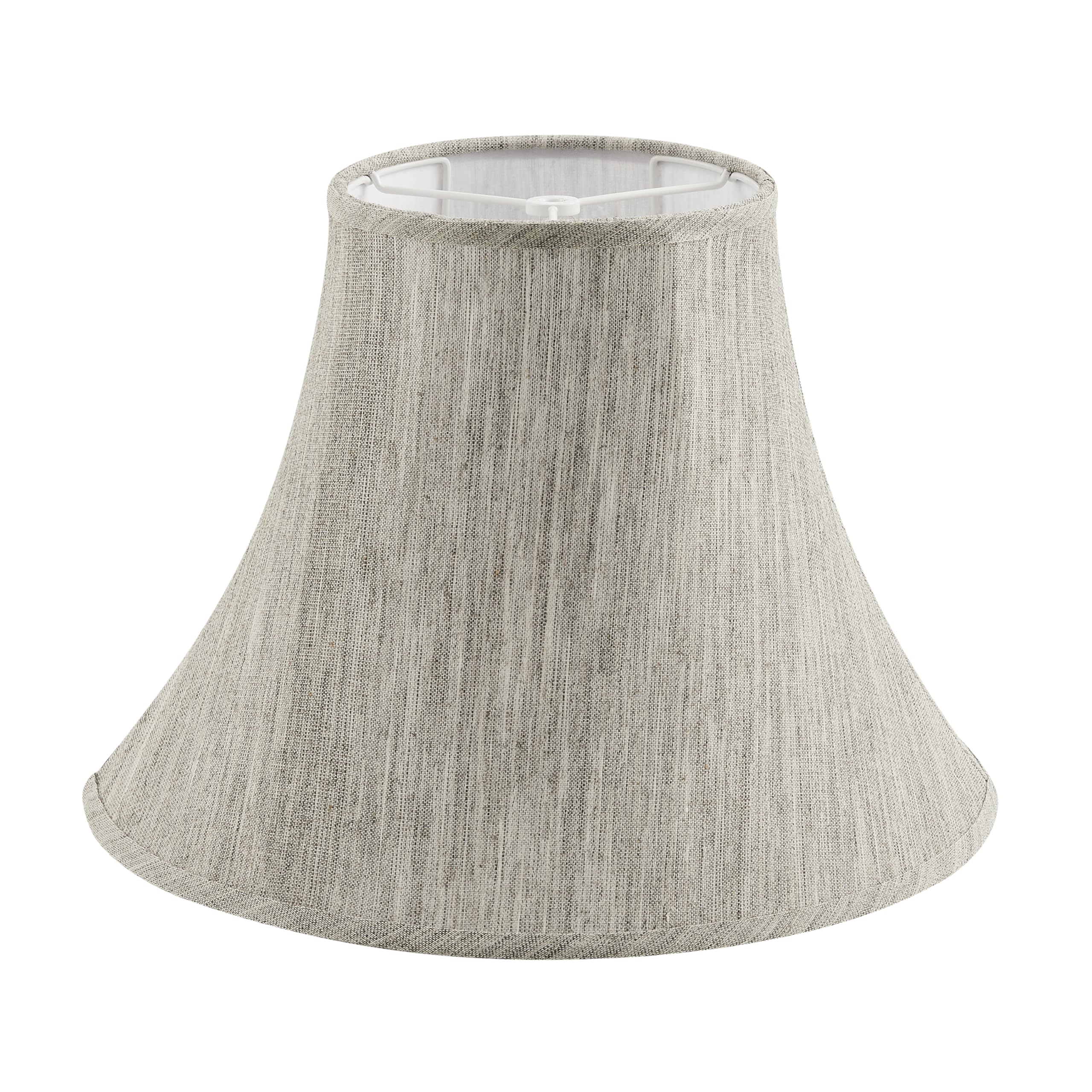 Aspen Creative 38010 Handsewn Bell Traditional Collapsible Spider Shade in Light Grey Linen Fabric, 8 Top x 17 Bottom x 13 Slant