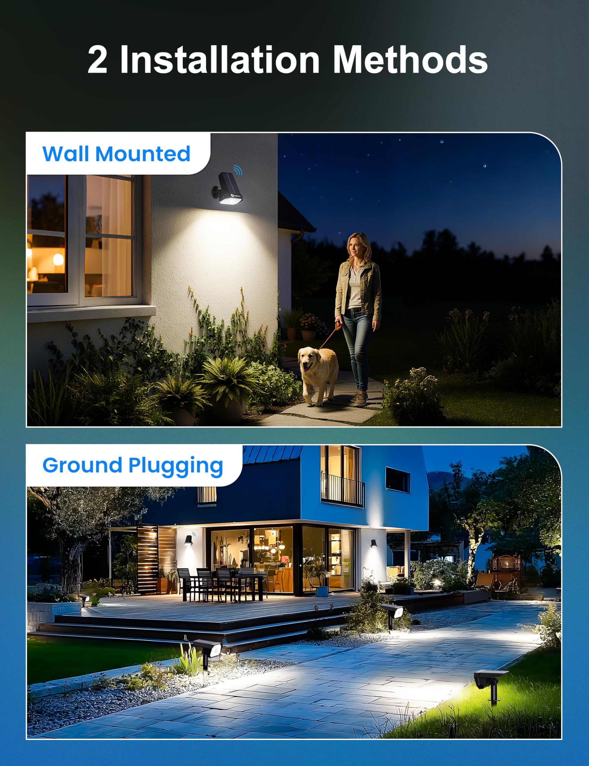 Brightown 6 Pack Solar Motion Lights Outdoor Waterproof  Motion Sensor Spot Lights- 58 Led/3 Modes Solar Powered Spotlights 2-In-1 Auto On/Off For Outside Yard Wall Garden  Cool White