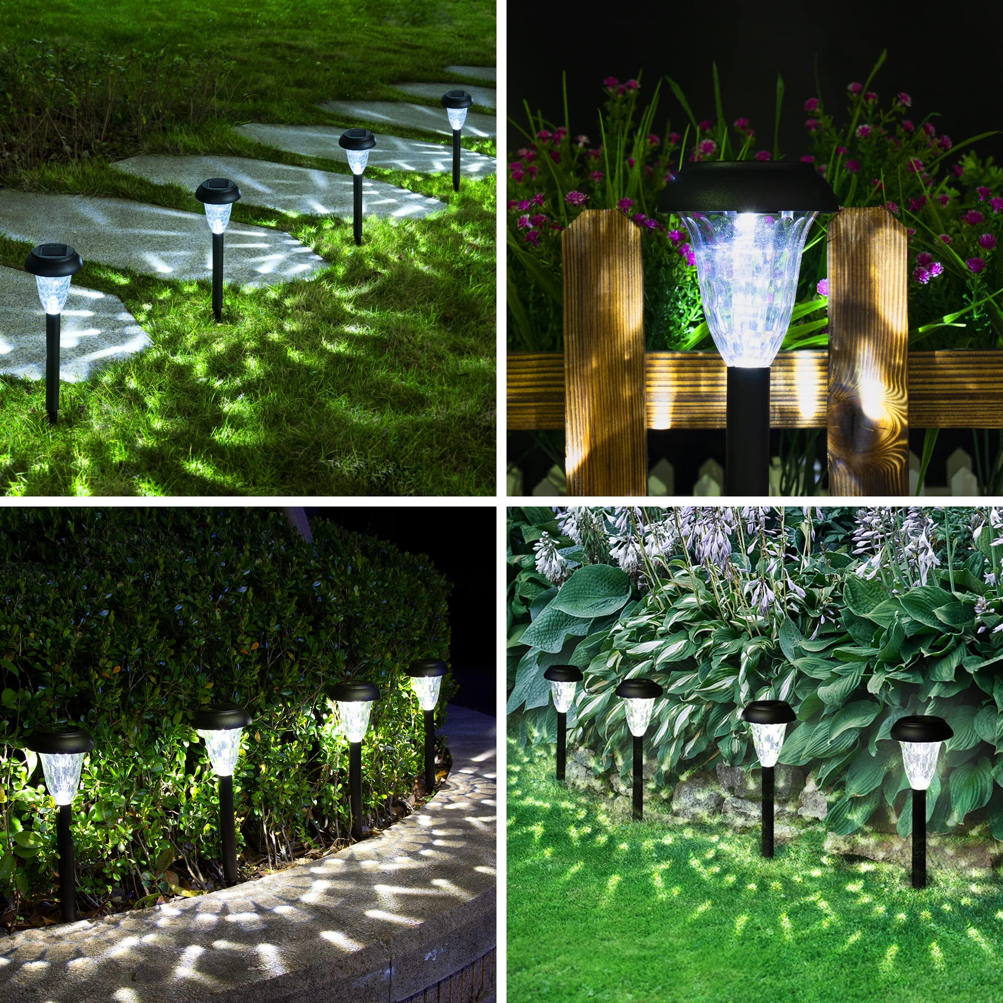 Gigalumi 12 Pack Solar Lights Outdoor Waterproof, Cool White Pathway Lights Solar Powered, Landscape Lighting, Solar Garden Ligh